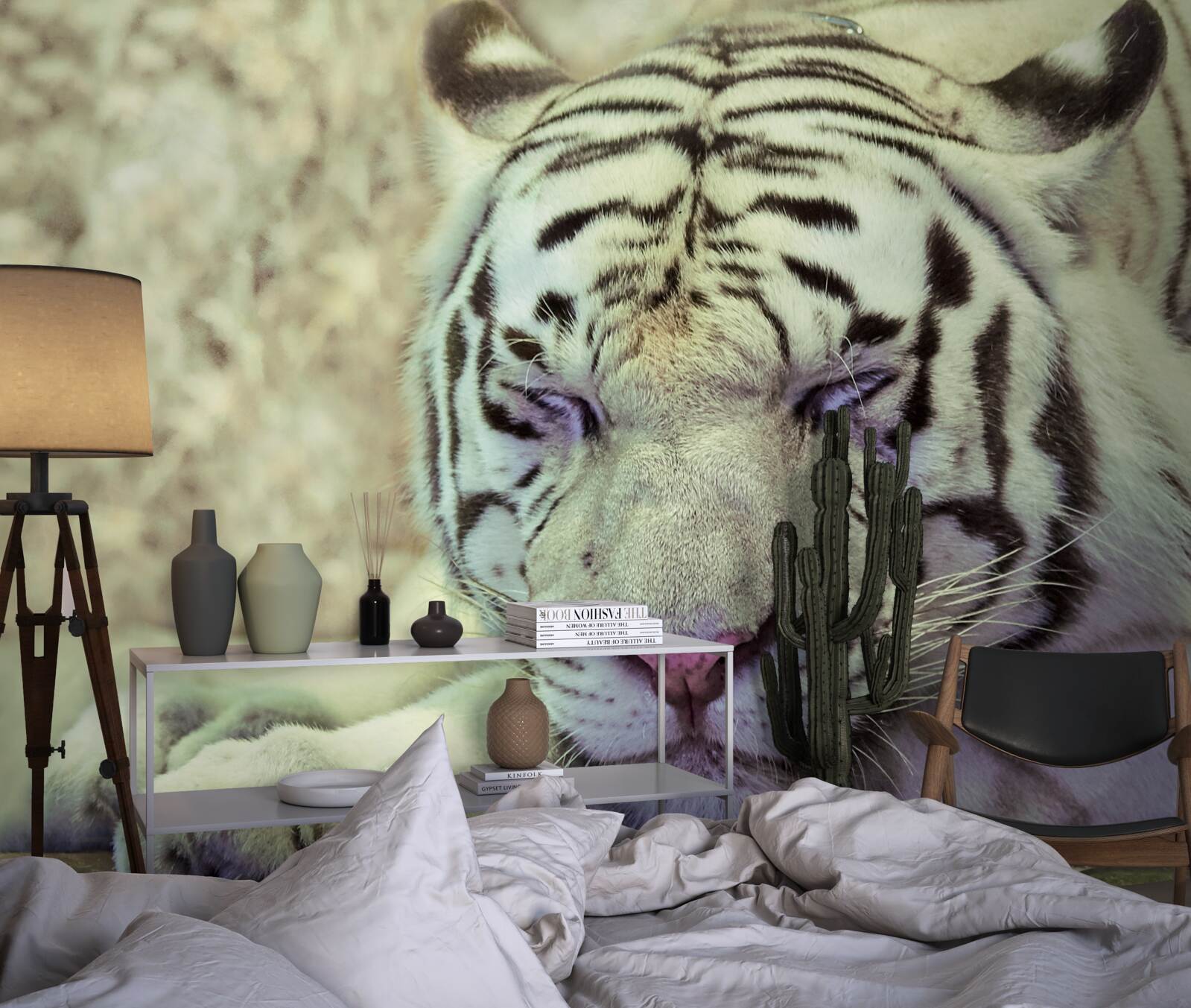 Fototapet tigru alb în stare de vis