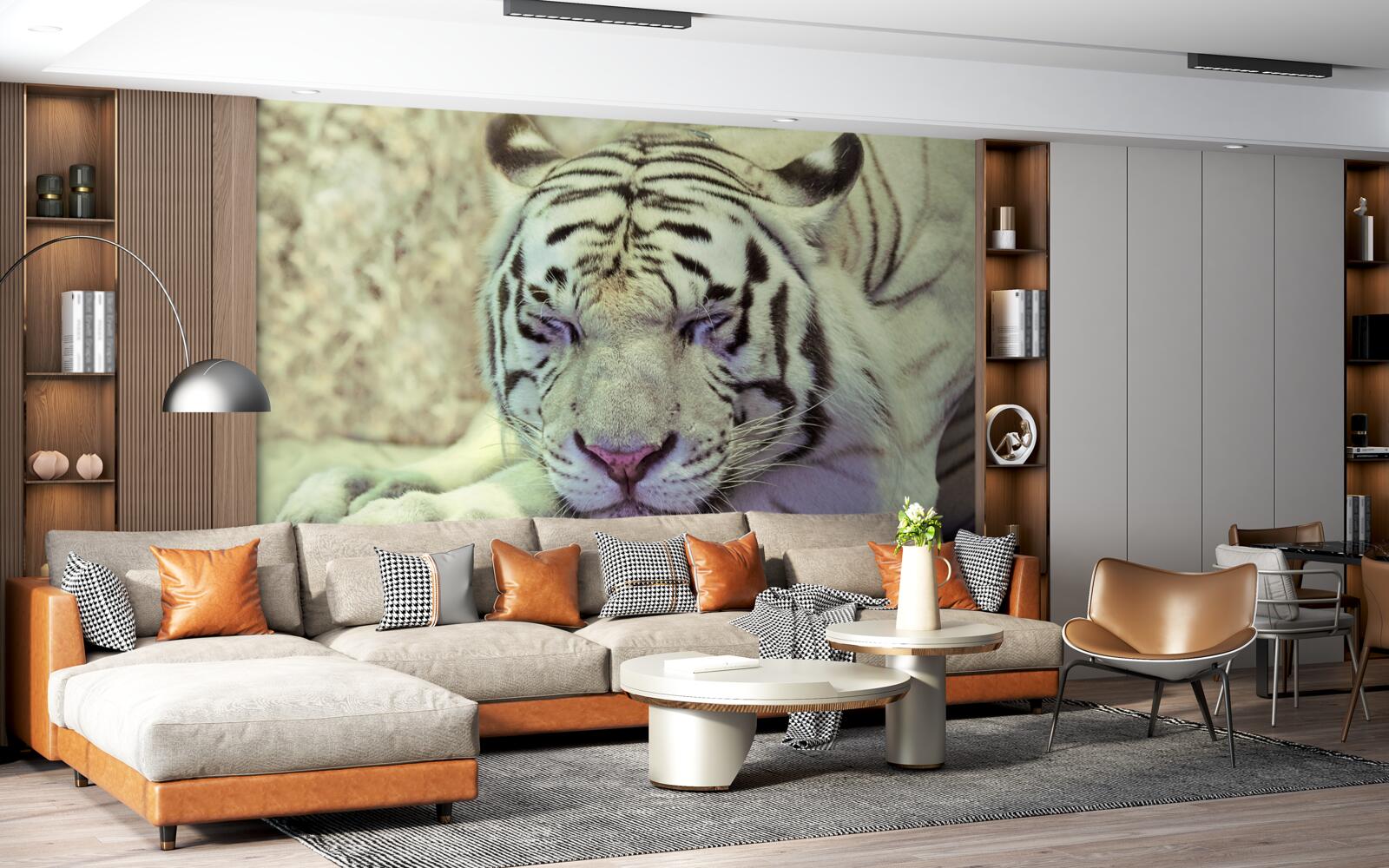 Fototapet tigru alb în stare de vis