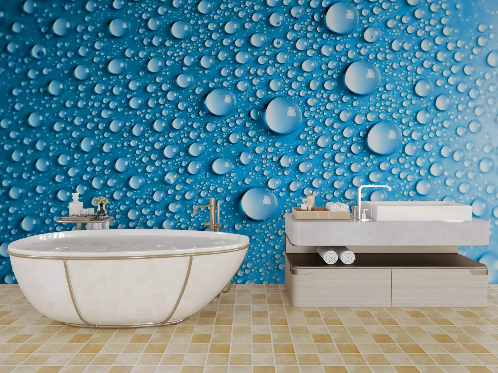 Fototapet picături mari pe un fundal albastru