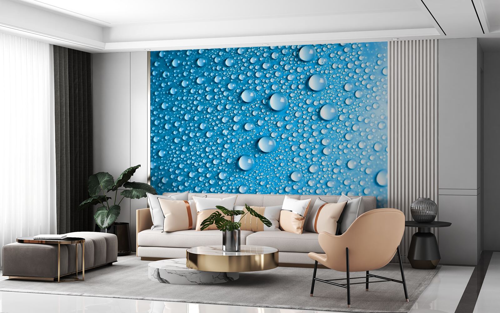 Fototapet picături mari pe un fundal albastru