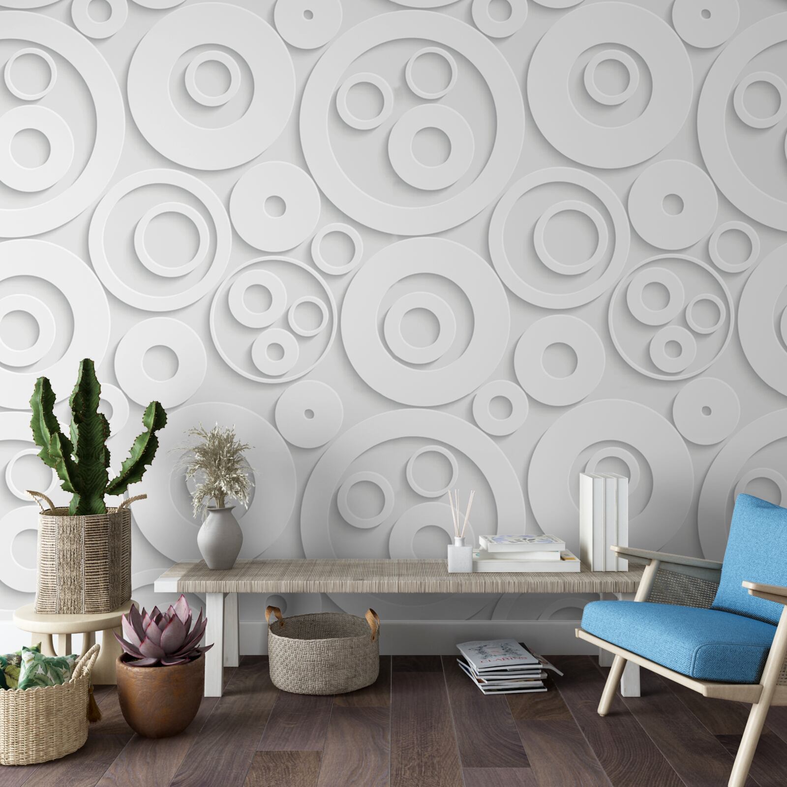 Fototapet cercuri albe pe un fundal deschis