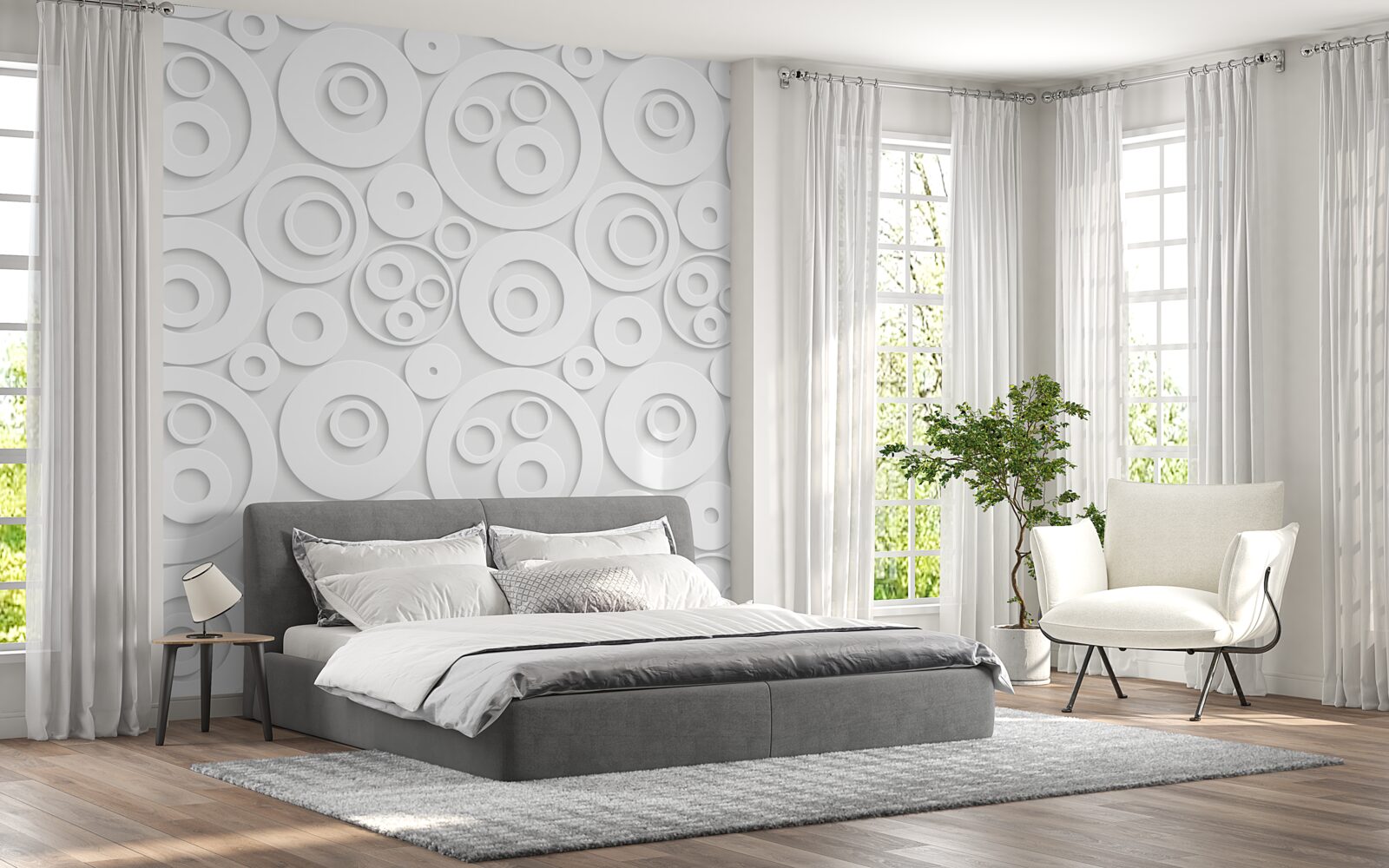 Fototapet cercuri albe pe un fundal deschis