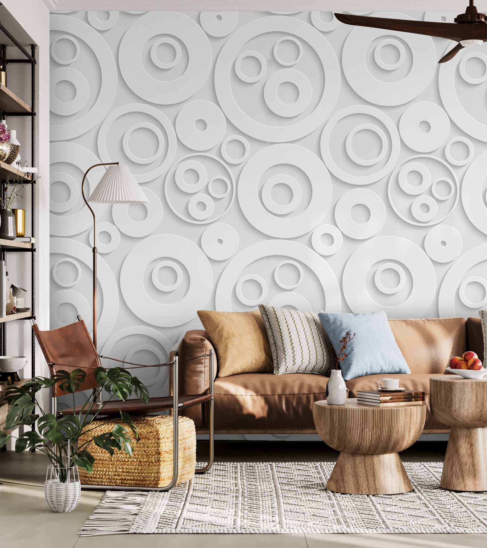 Fototapet cercuri albe pe un fundal deschis