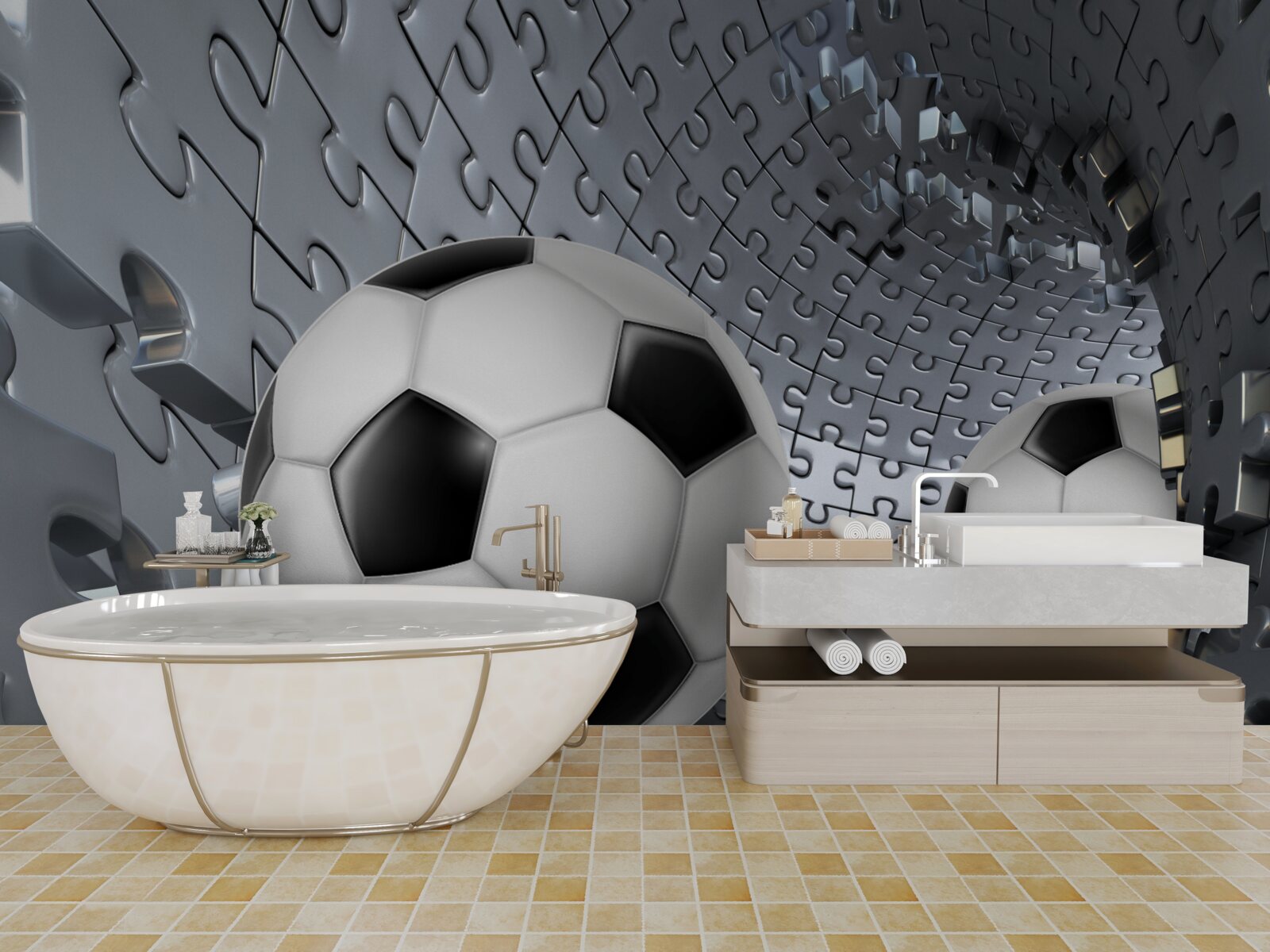 Fototapet bile și puzzle-uri