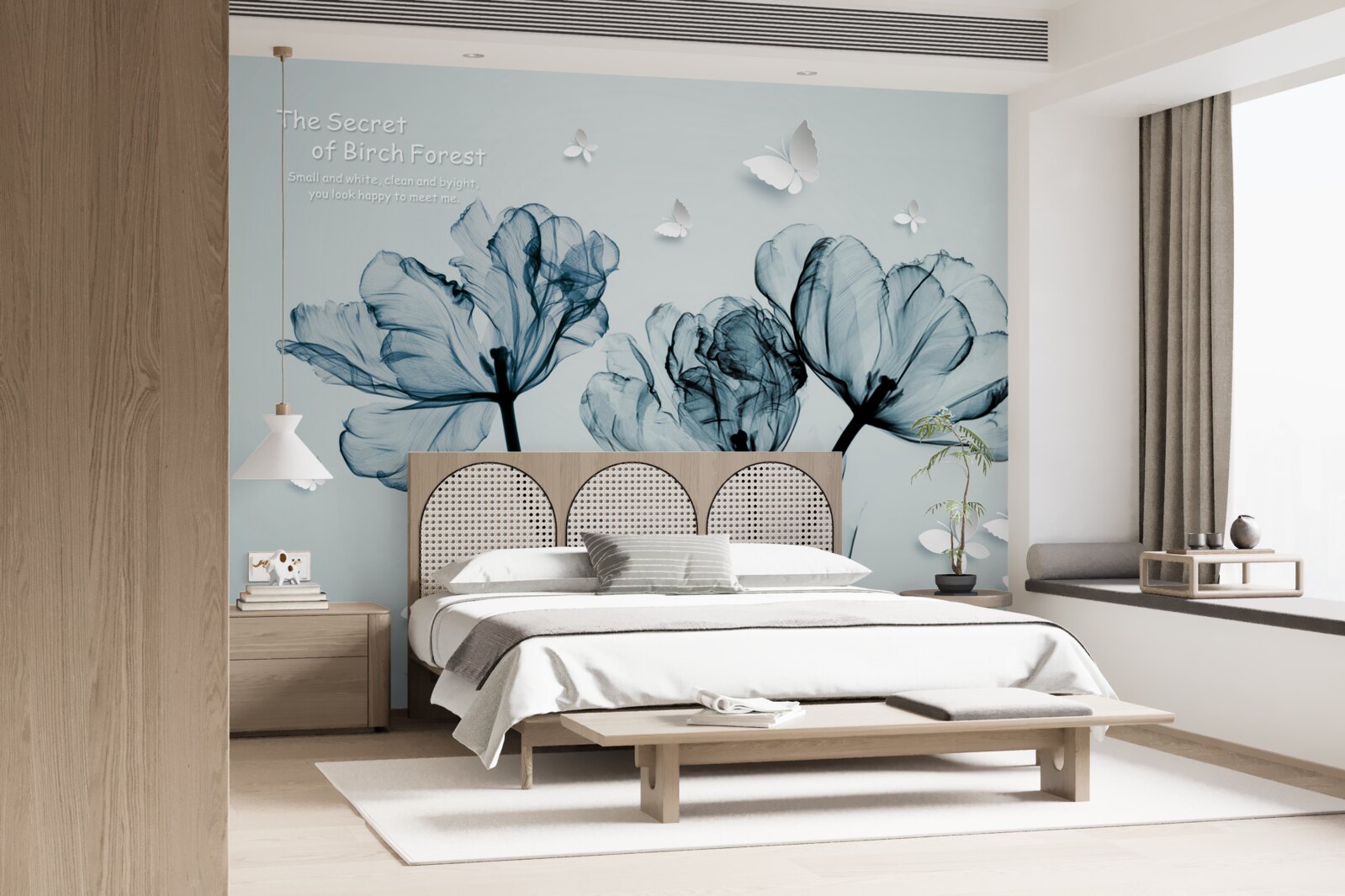 Fototapet maci delicați și fluturi ușori