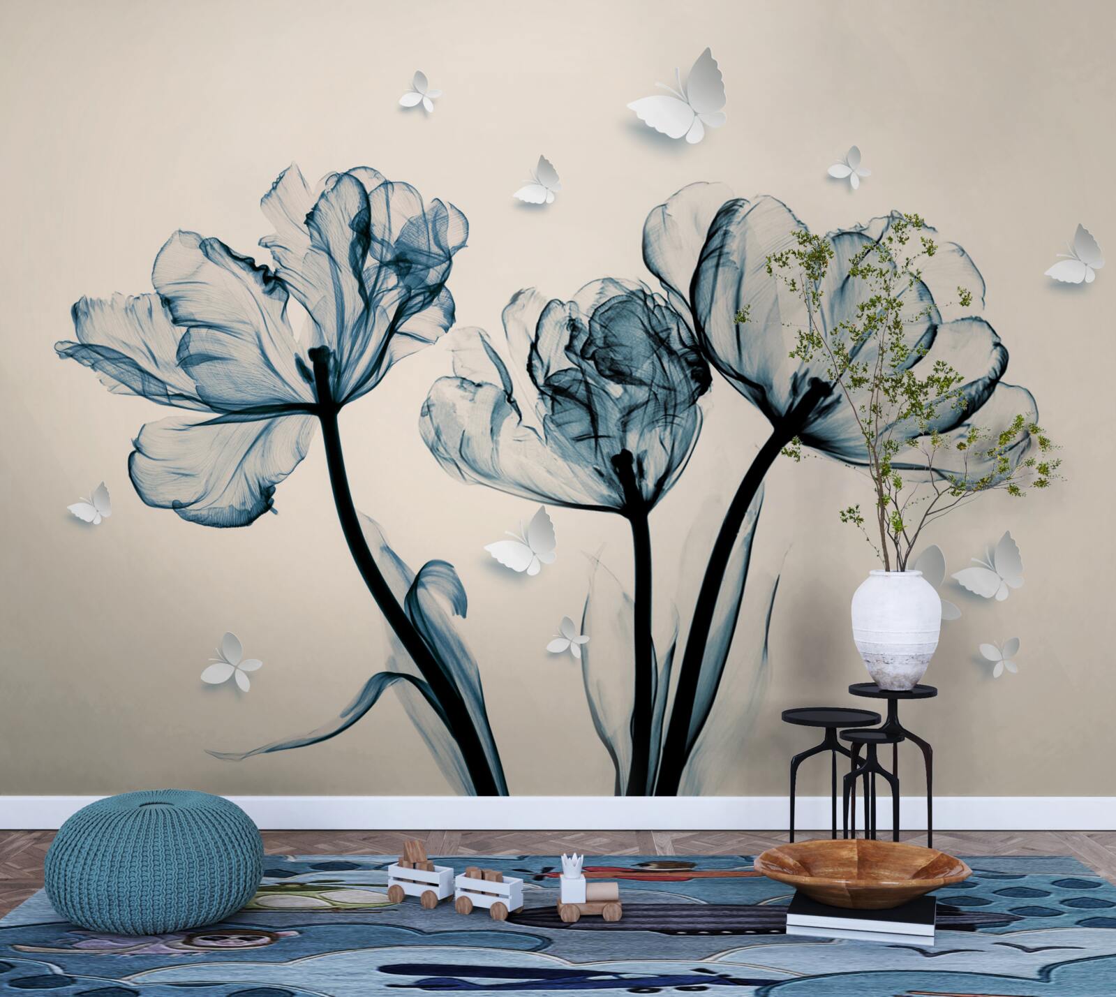 Fototapet moliile ușoare zboară deasupra plantelor