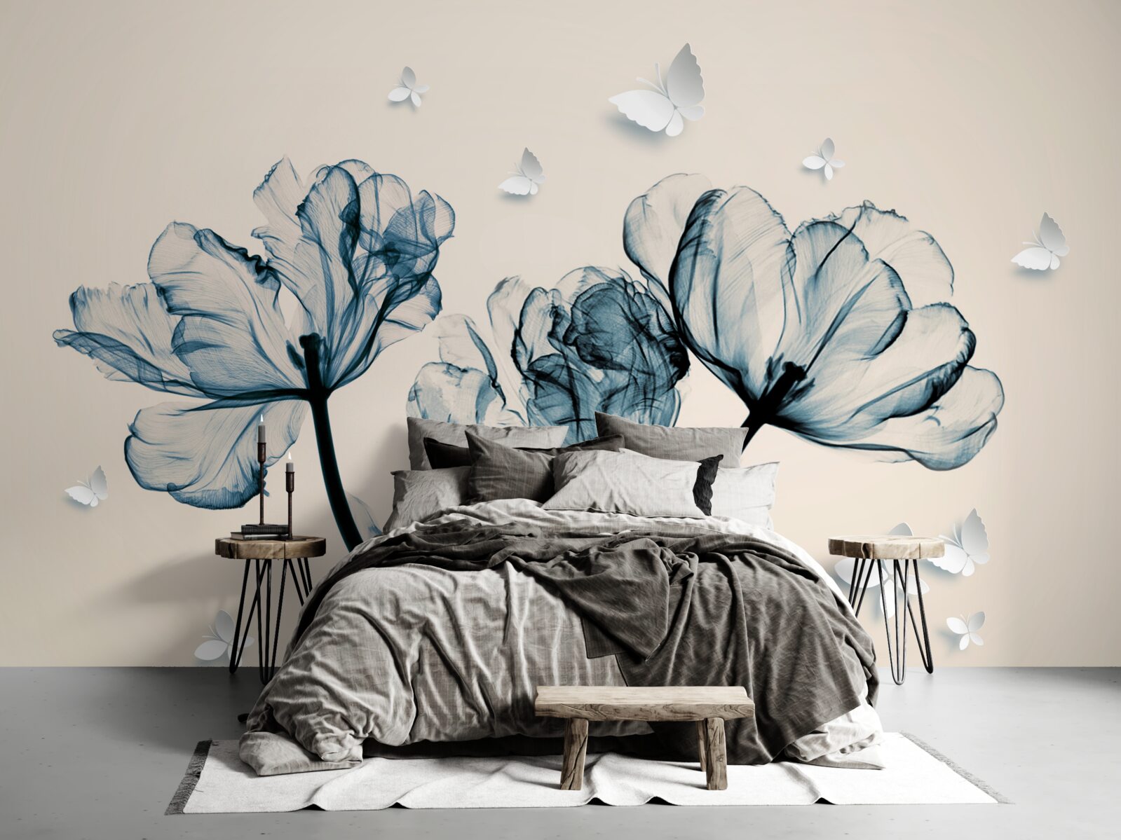 Fototapet moliile ușoare zboară deasupra plantelor