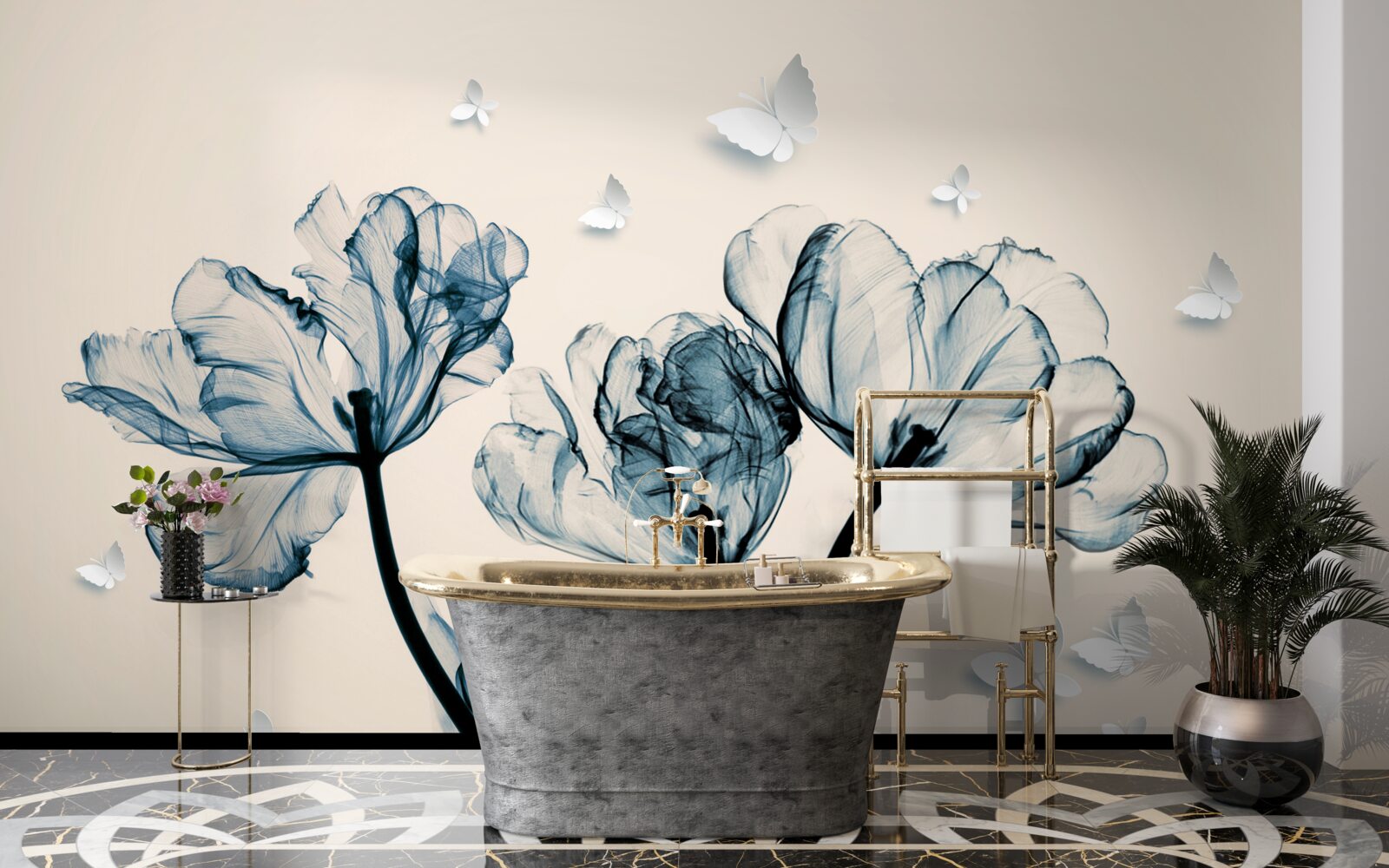 Fototapet moliile ușoare zboară deasupra plantelor