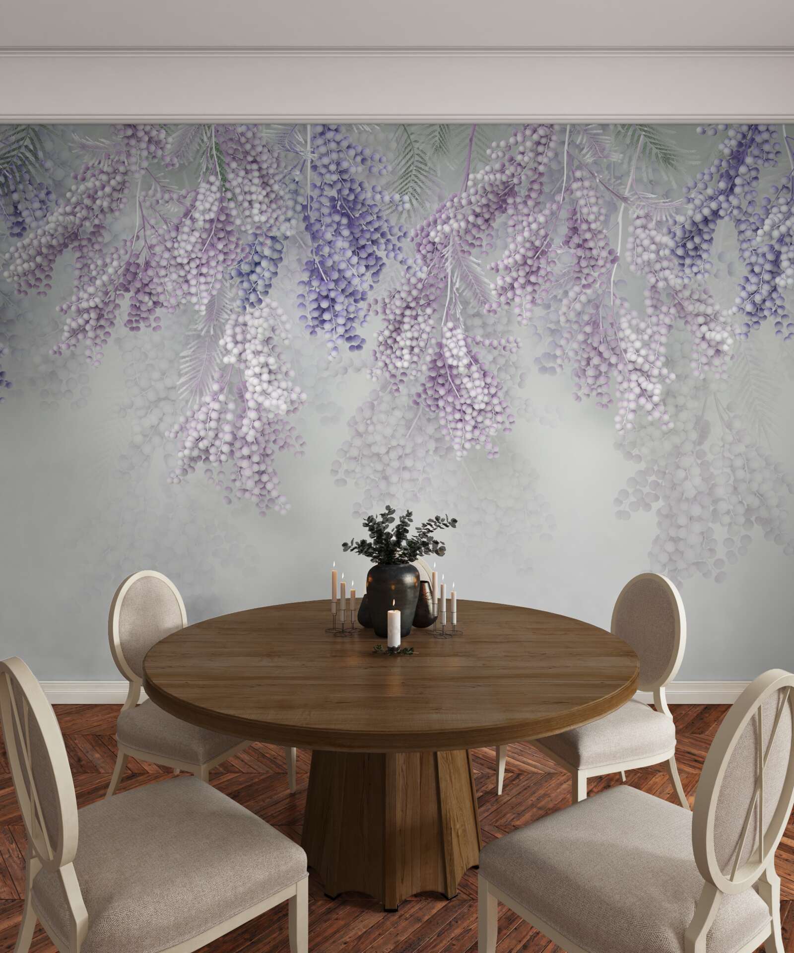 Fototapet lăstari subțiri cu frunziș abundent