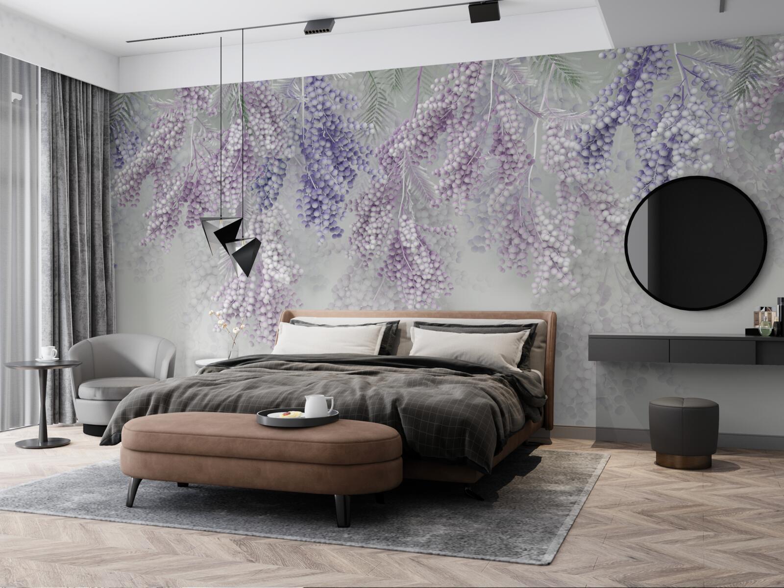 Fototapet lăstari subțiri cu frunziș abundent