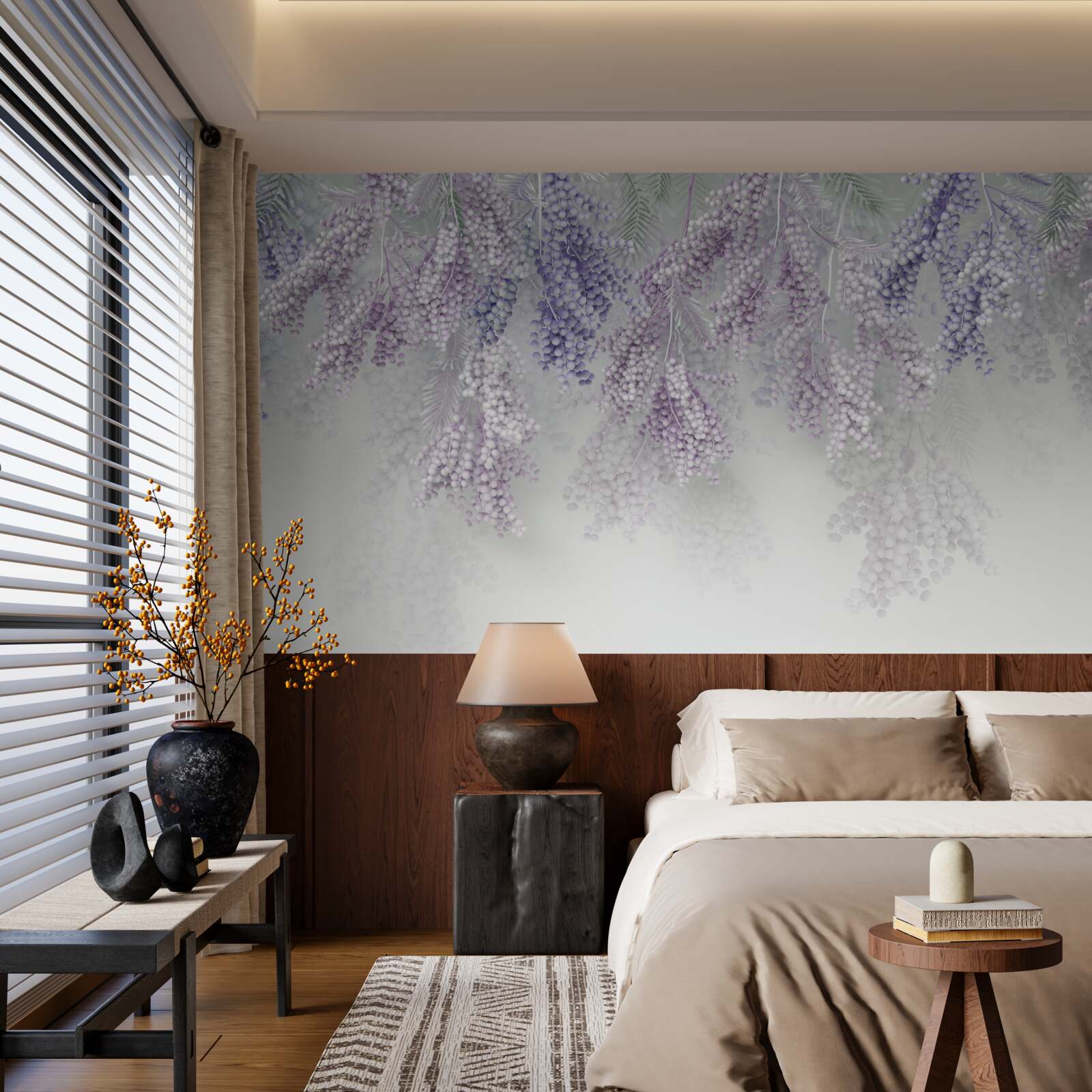 Fototapet lăstari subțiri cu frunziș abundent