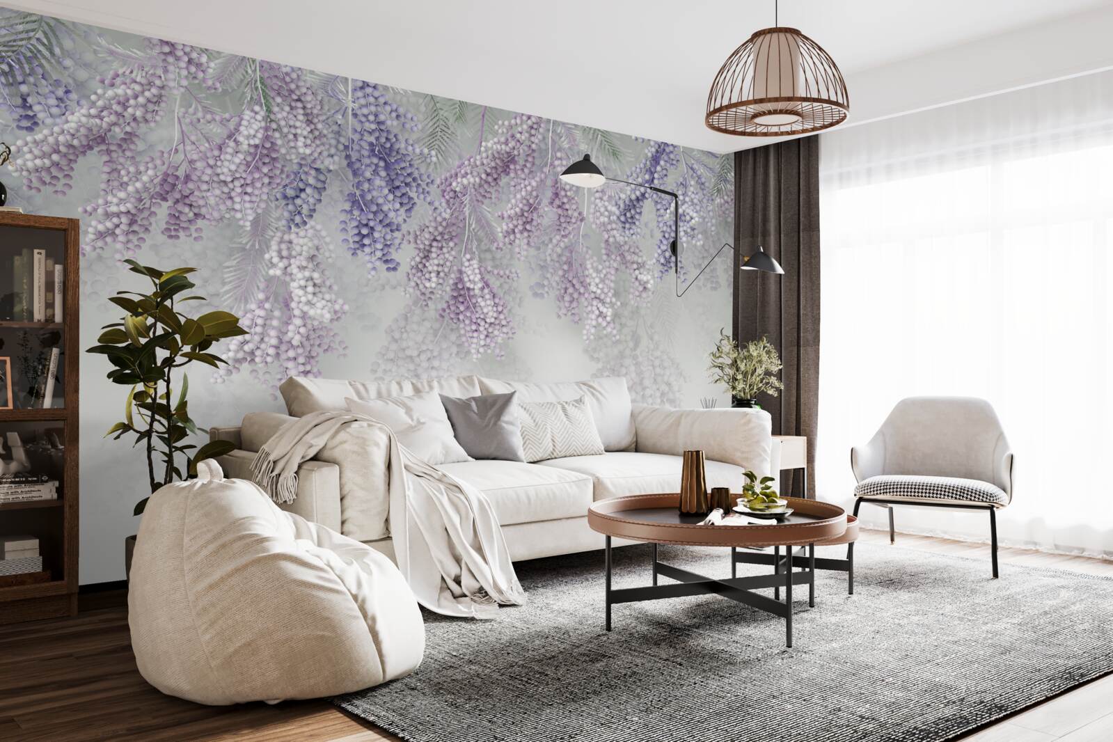 Fototapet lăstari subțiri cu frunziș abundent