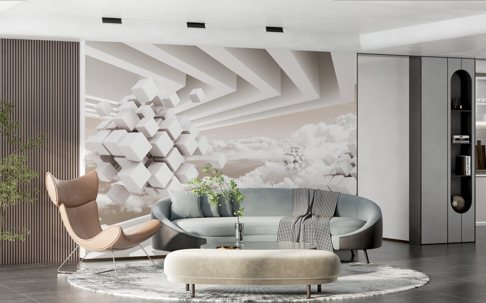 Fototapet nori 3d pe o suprafață luminoasă