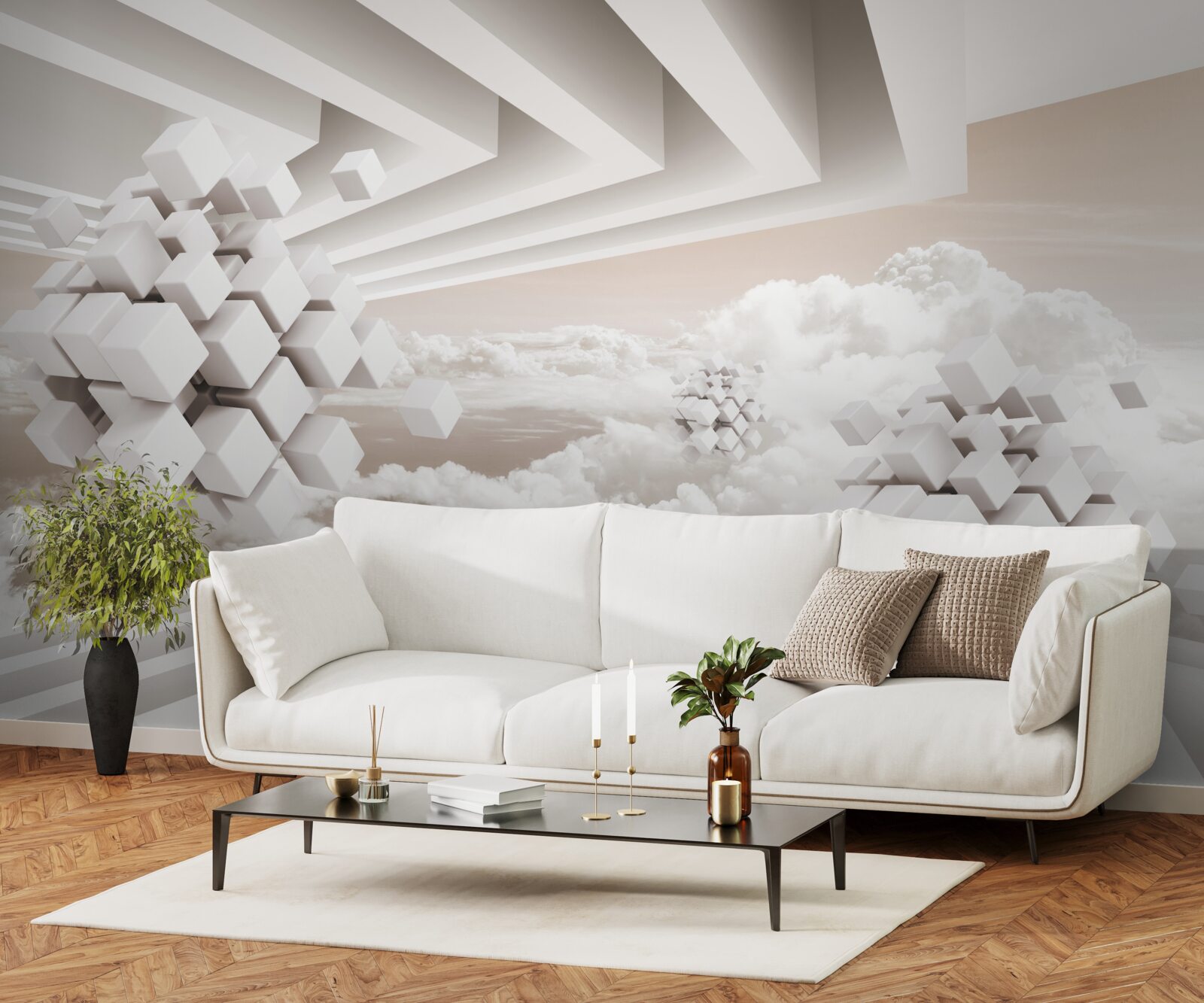 Fototapet nori 3d pe o suprafață luminoasă