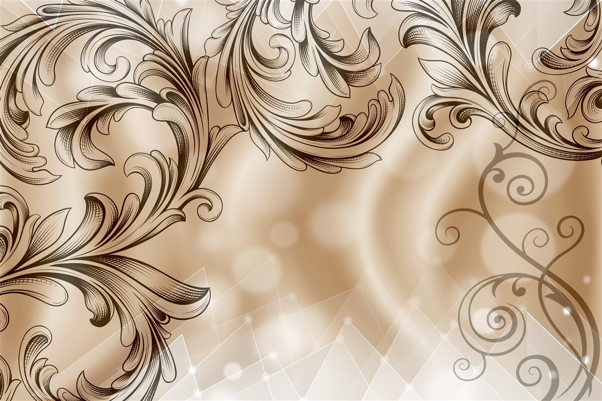 Fototapet plante cu model traforat pe fond maro