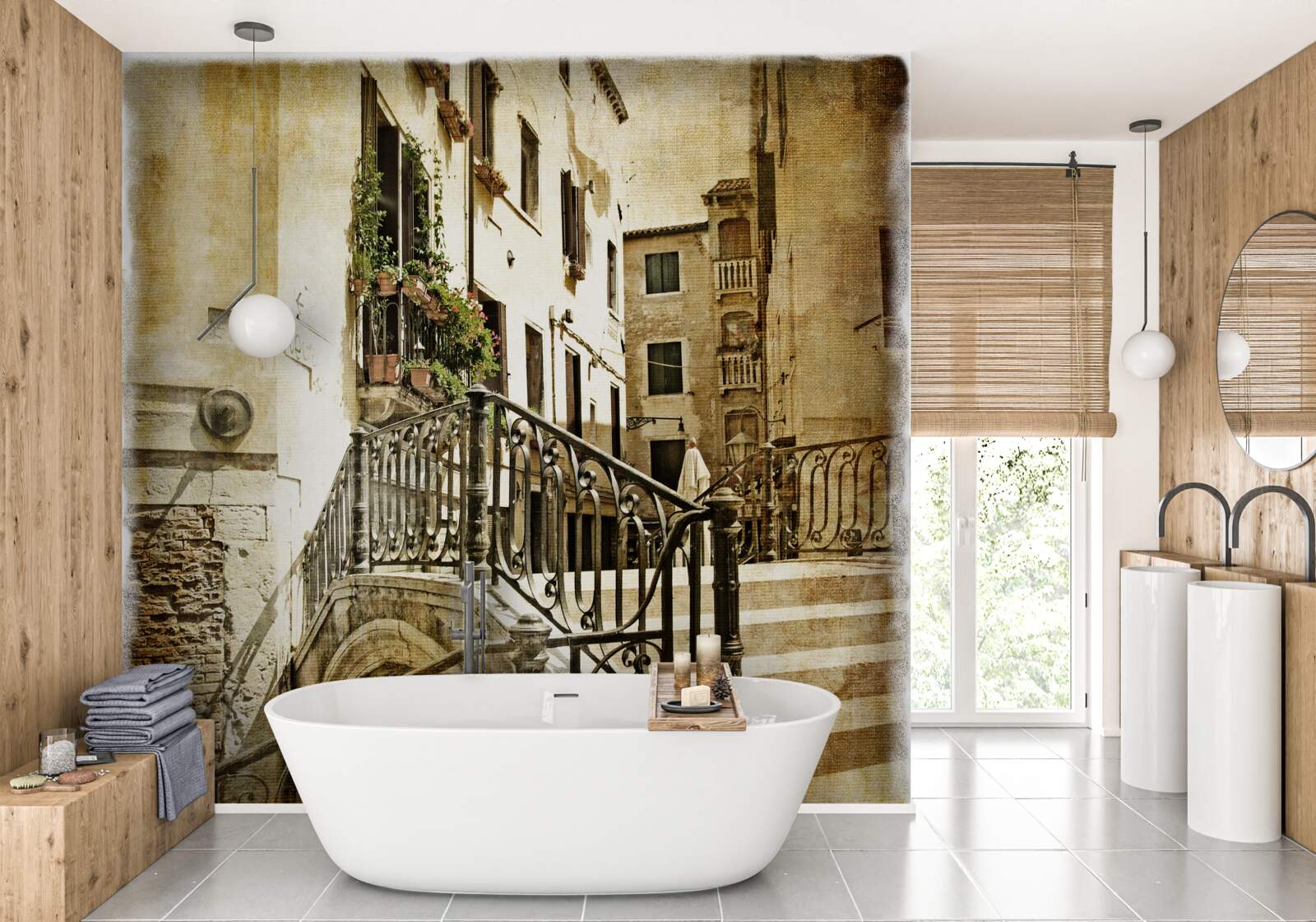 Fototapet pod distrus peste canal