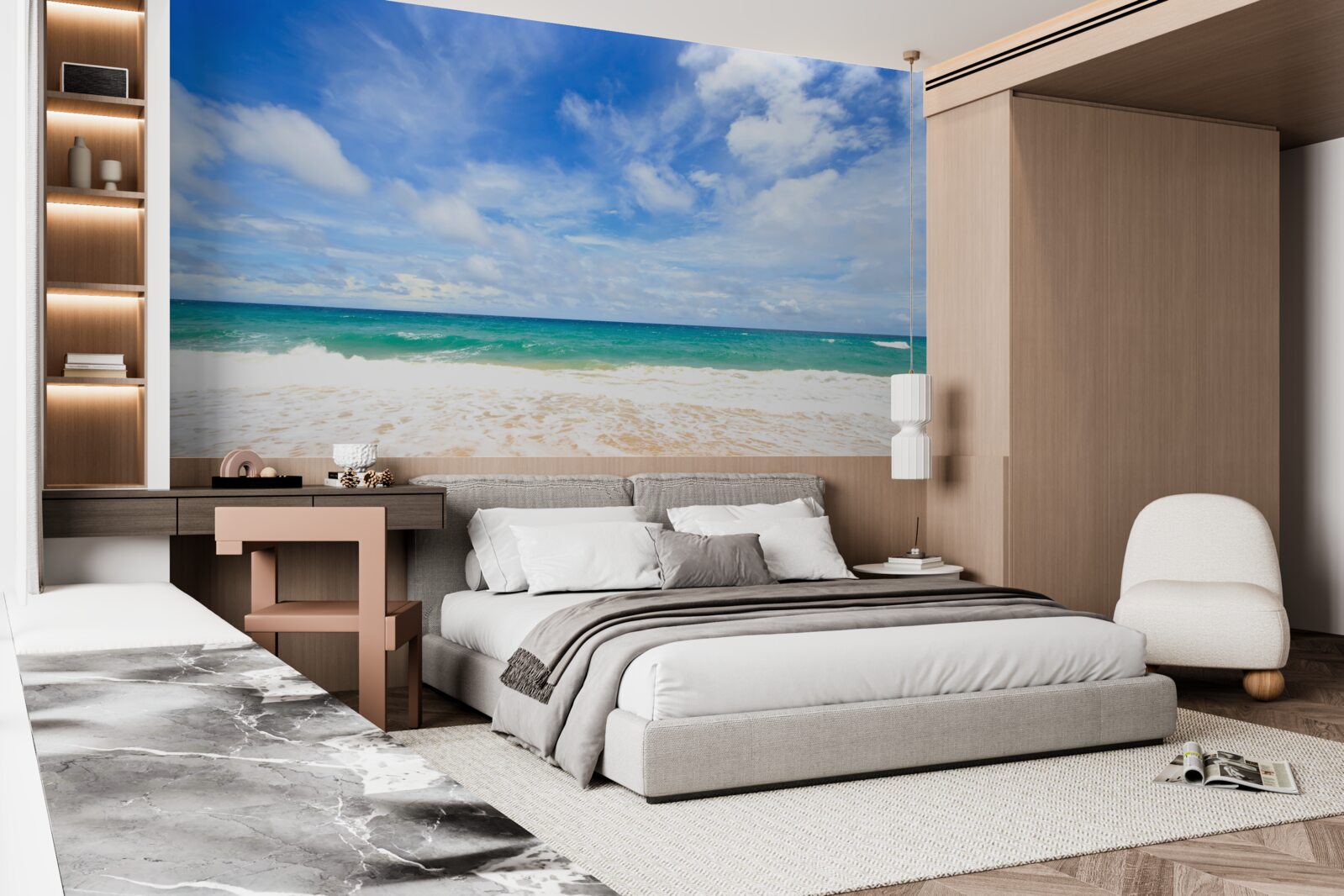 Fototapet întinderi albastre nesfârșite de ocean și țărm