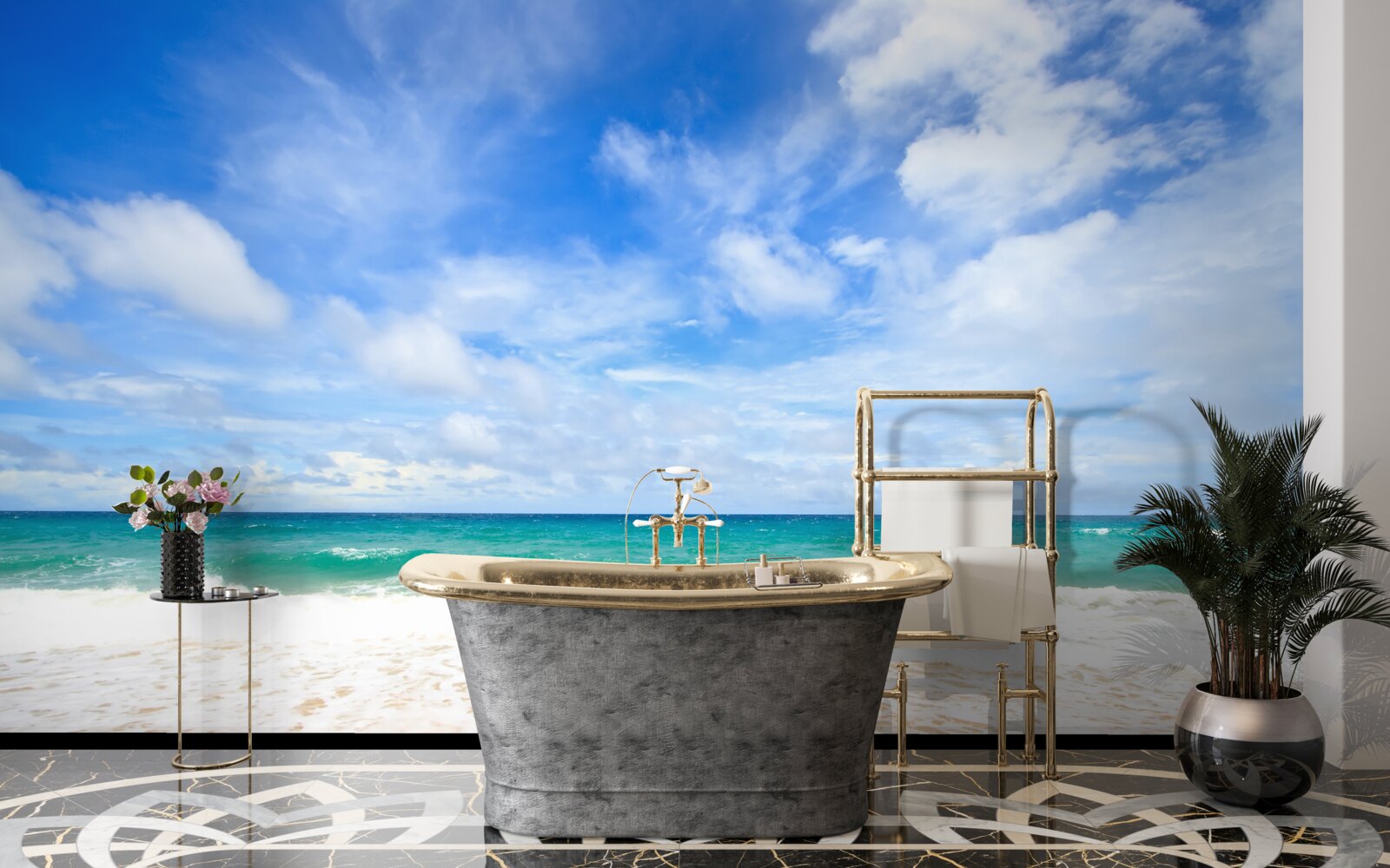 Fototapet întinderi albastre nesfârșite de ocean și țărm