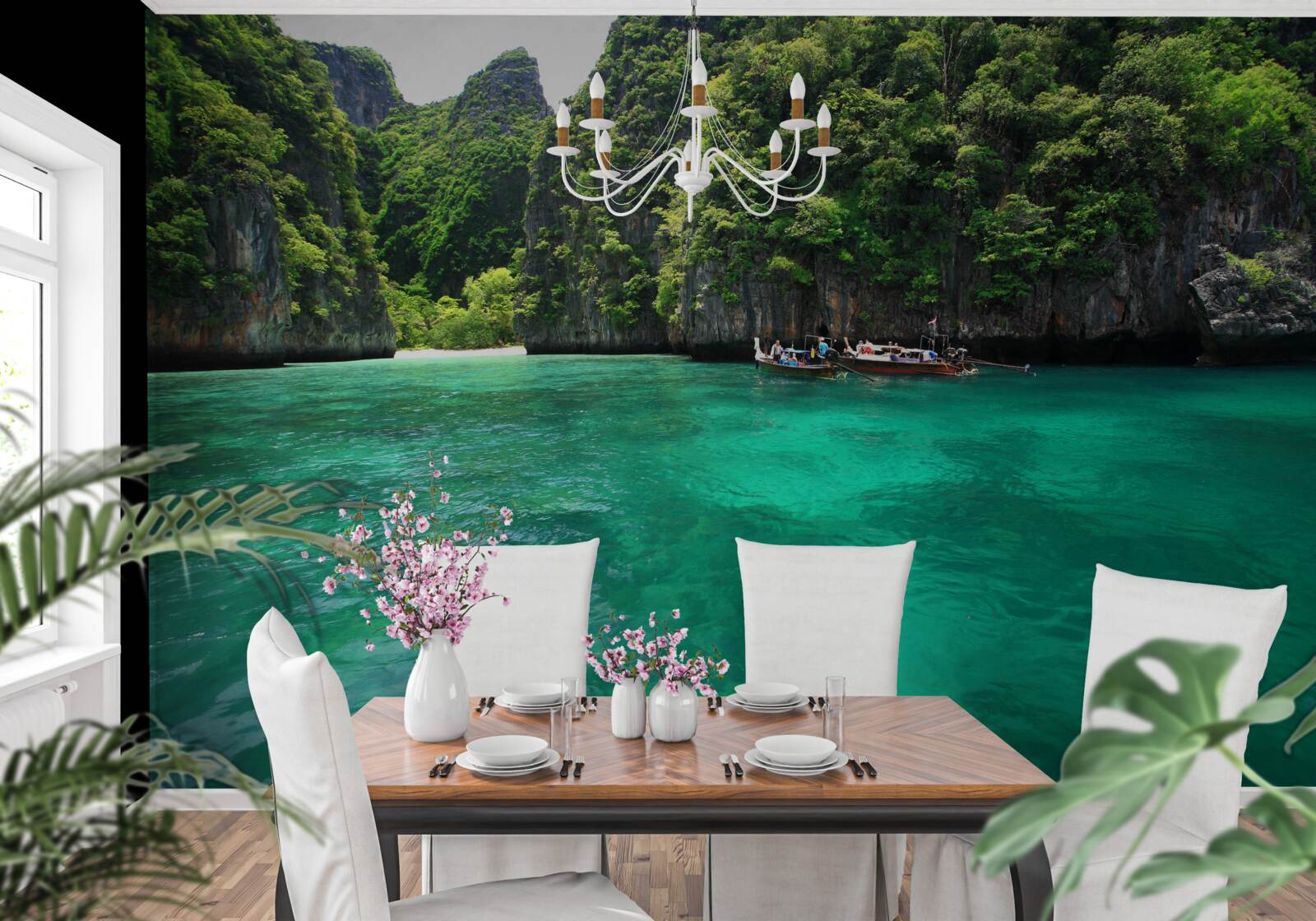 Fototapet ape turcoaz și insule montane de smarald