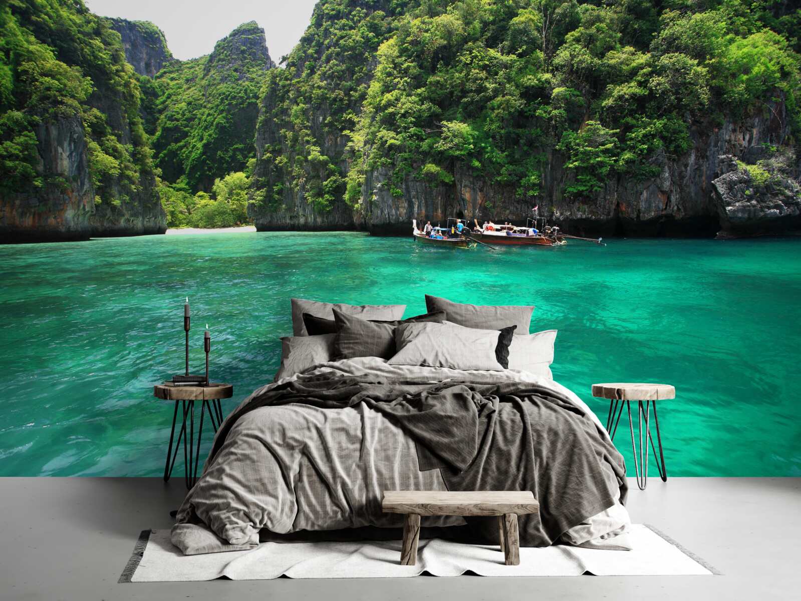 Fototapet ape turcoaz și insule montane de smarald