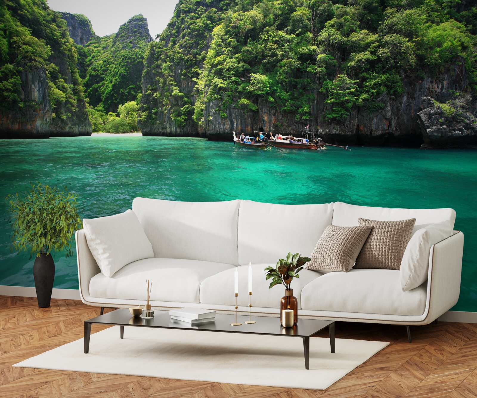 Fototapet ape turcoaz și insule montane de smarald