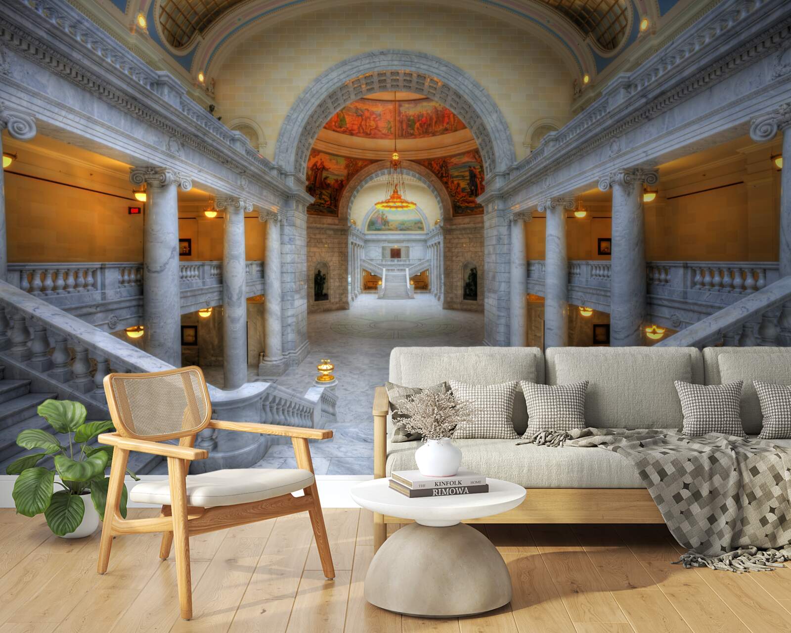 Fototapet o serie de scări cu rampe curbe