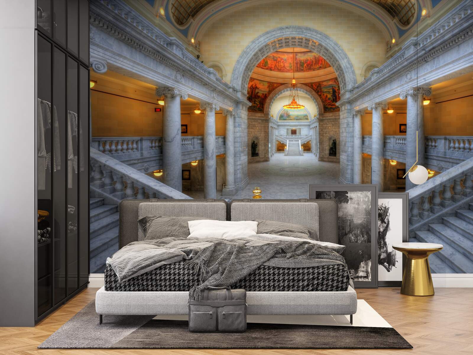 Fototapet o serie de scări cu rampe curbe