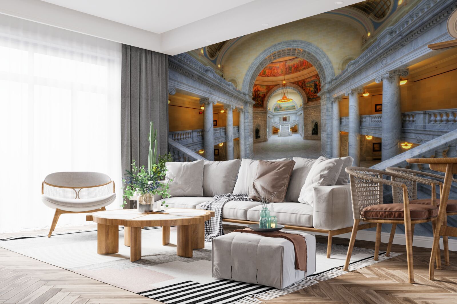 Fototapet o serie de scări cu rampe curbe