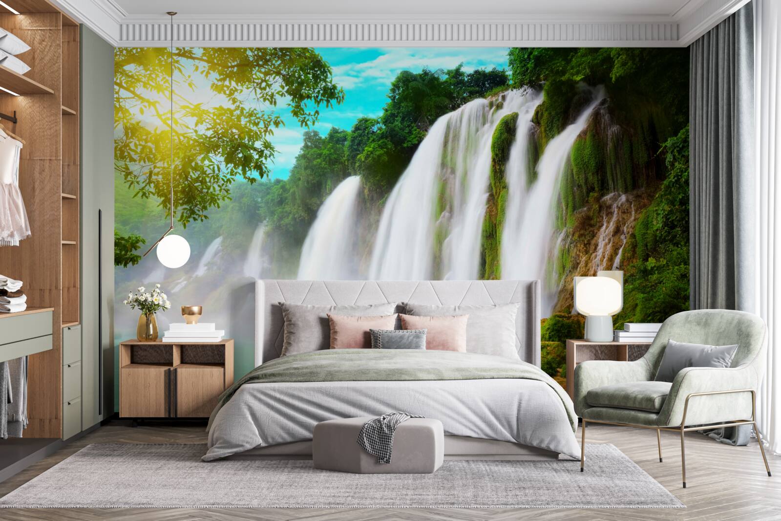 Fototapet Cascada zgomotoasă strălucește în soare