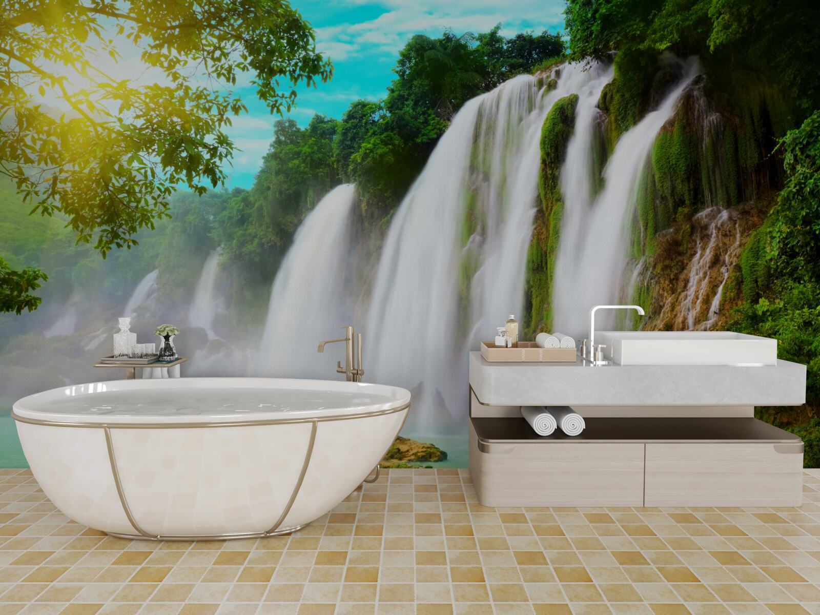 Fototapet Cascada zgomotoasă strălucește în soare