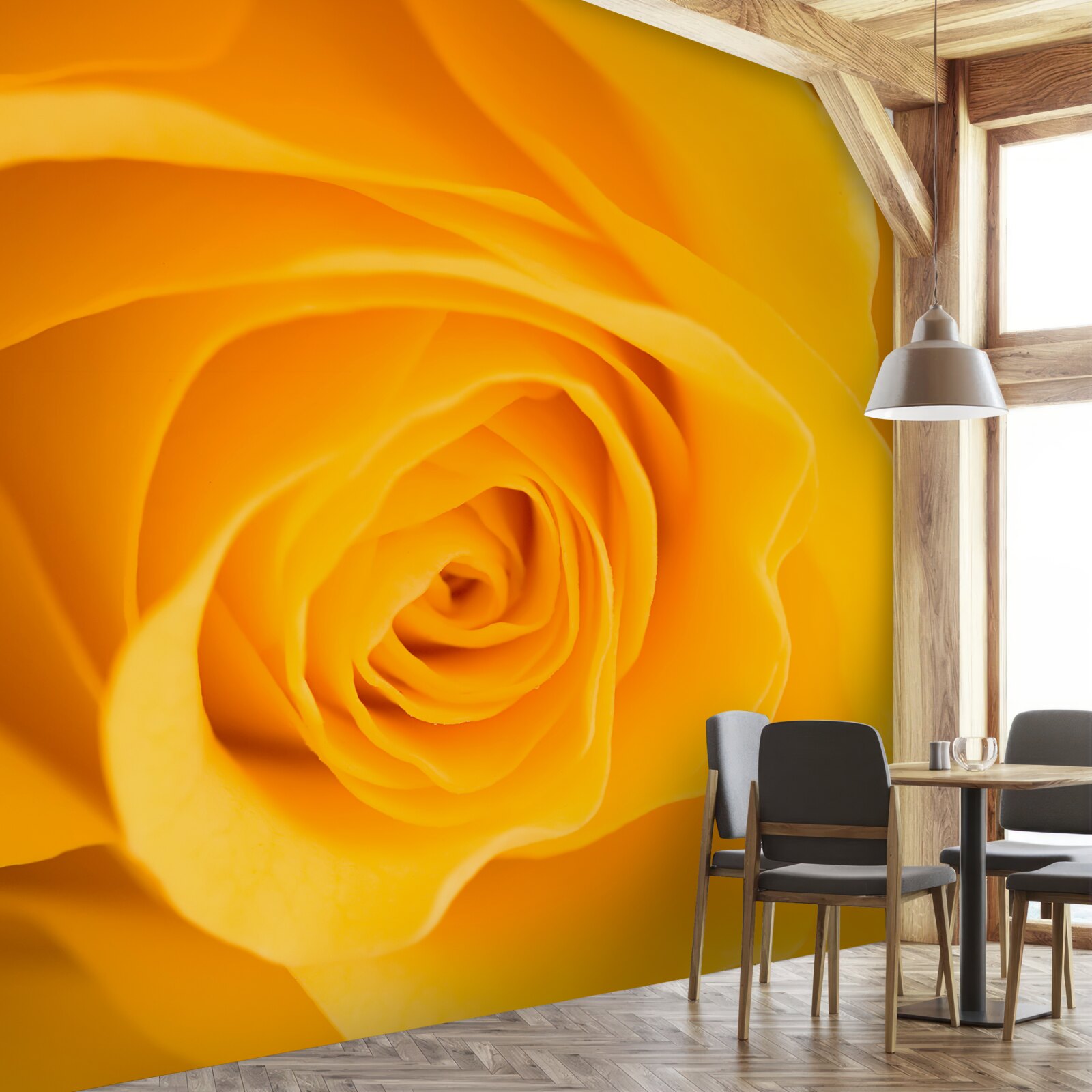 Fototapet floare de trandafir galben luxuriant