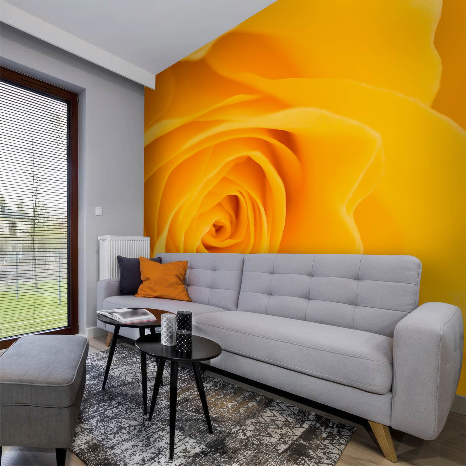 Fototapet floare de trandafir galben luxuriant