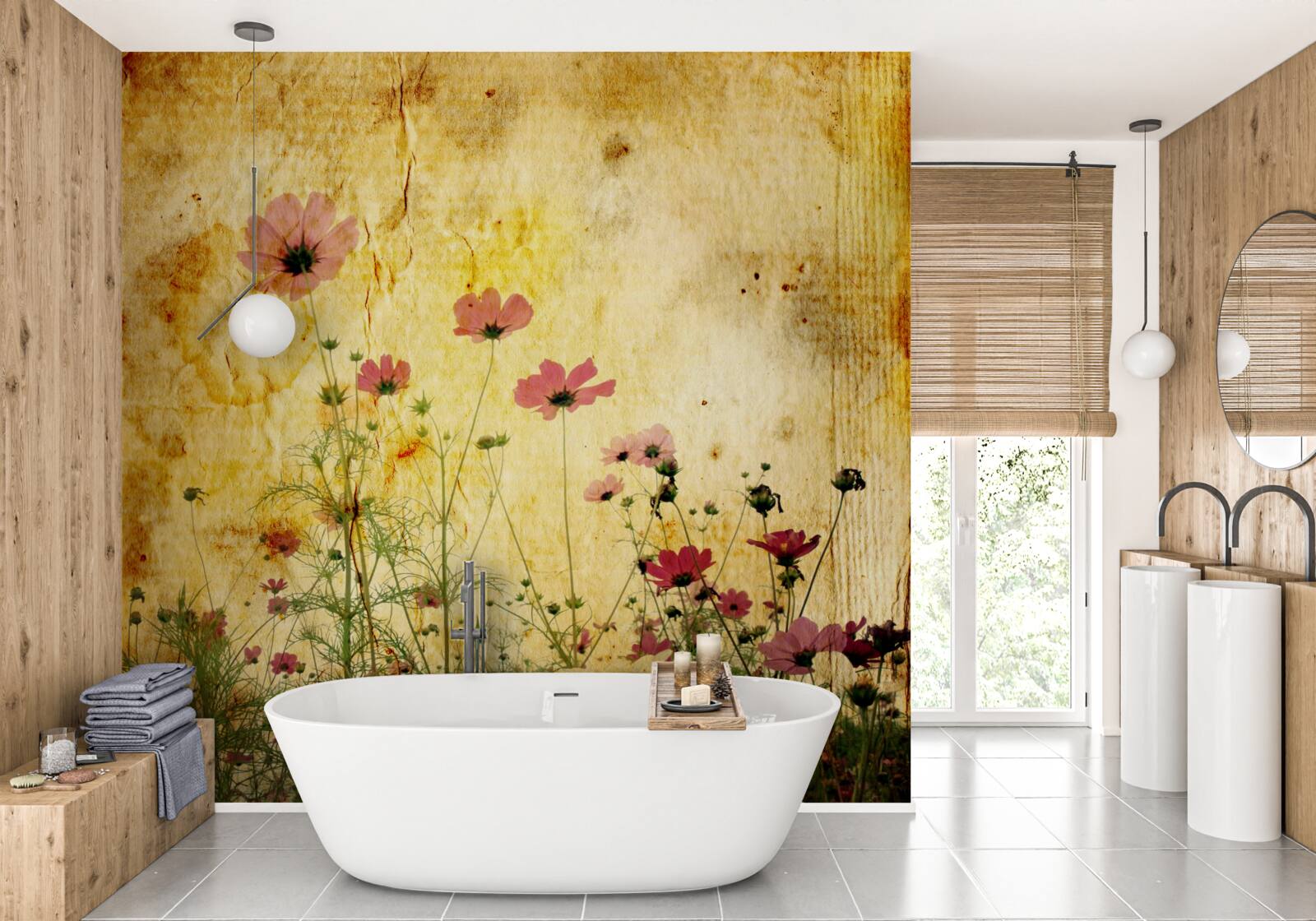 Fototapet pajiște presărată cu maci