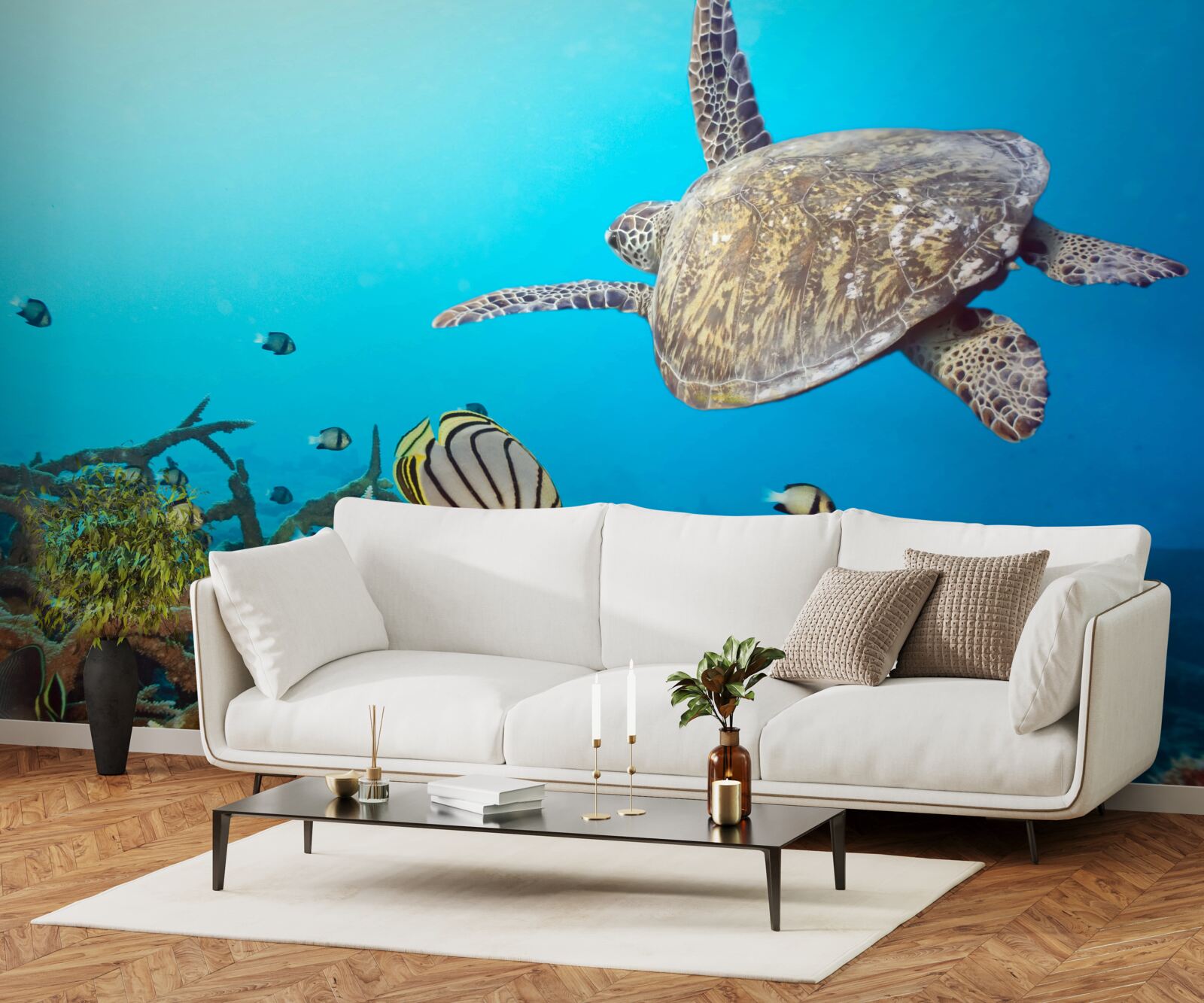 Fototapet locuitorii de la suprafața apei albastre adânci