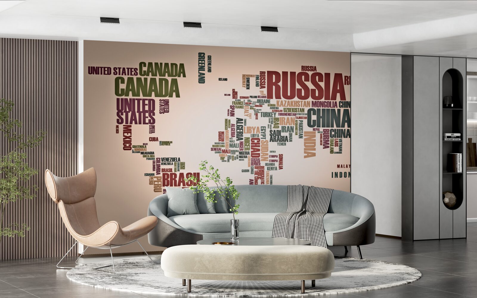 Fototapet o hartă mondială a numelor de țări