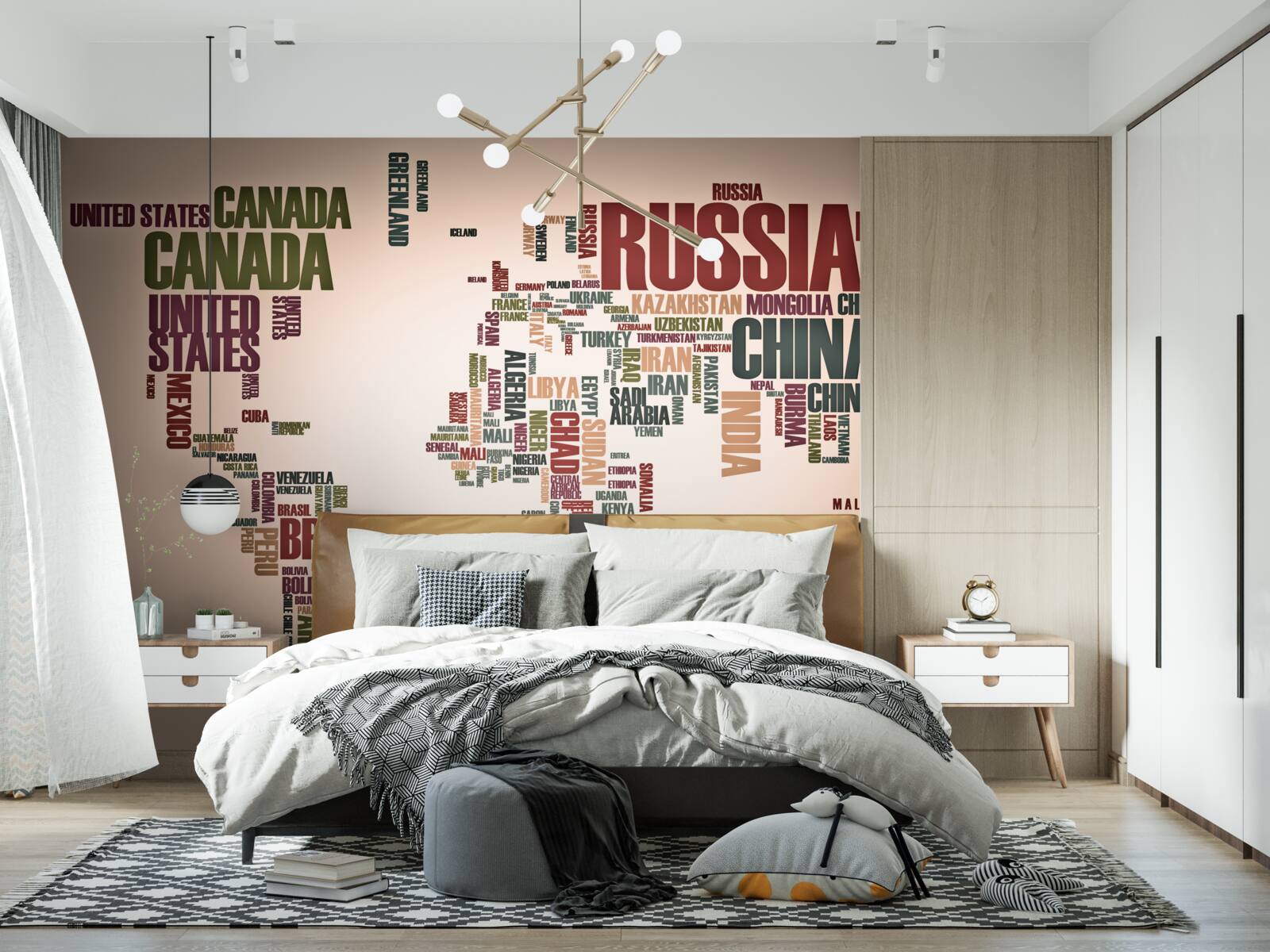 Fototapet o hartă mondială a numelor de țări