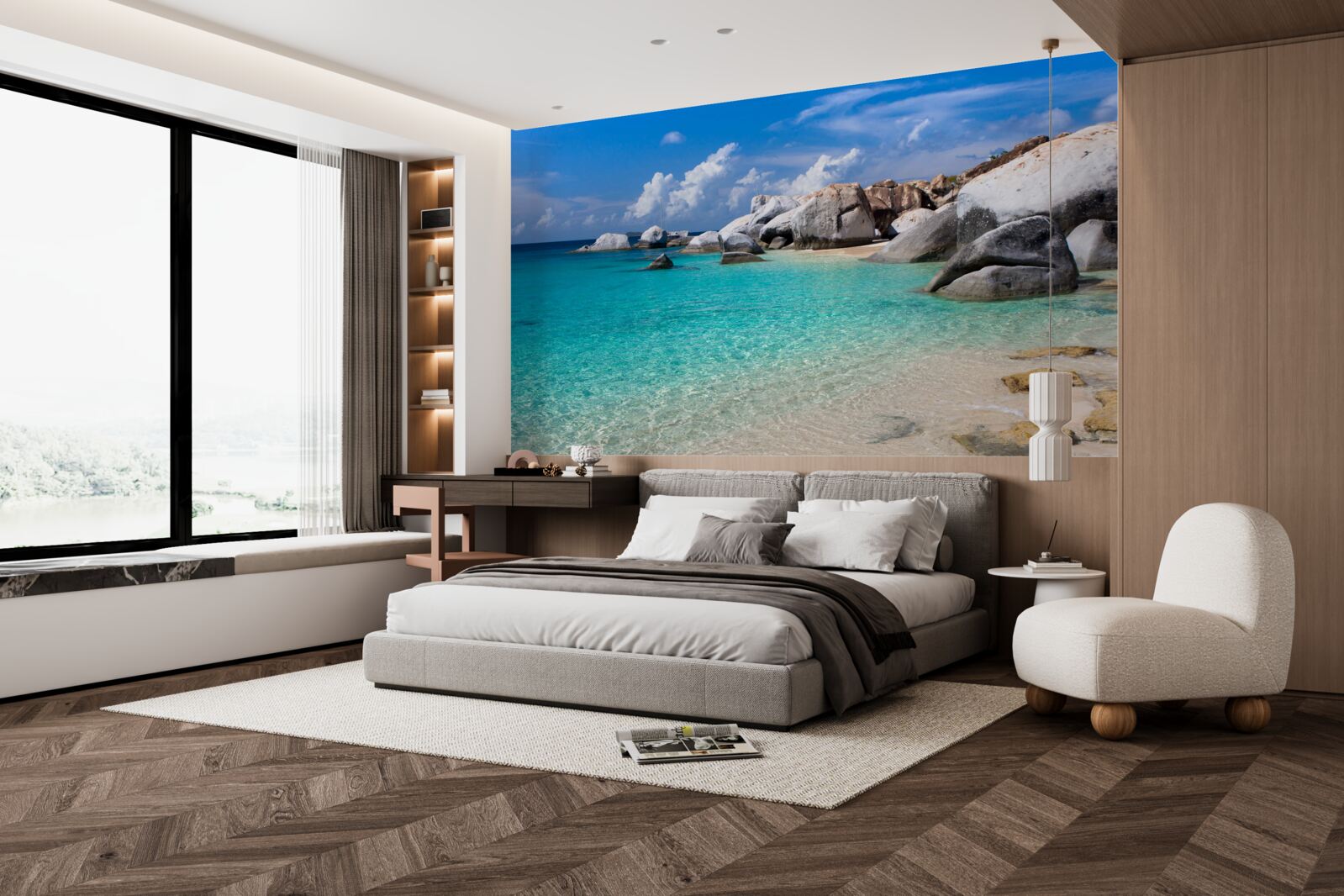 Fototapet apele azurii ale oceanului și un țărm nisipos