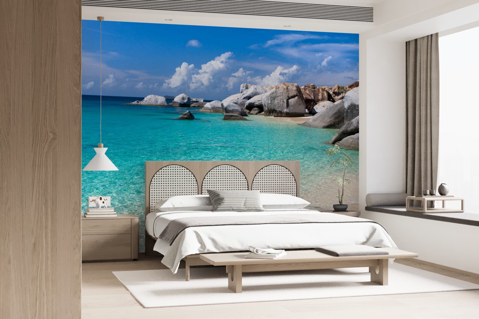 Fototapet apele azurii ale oceanului și un țărm nisipos