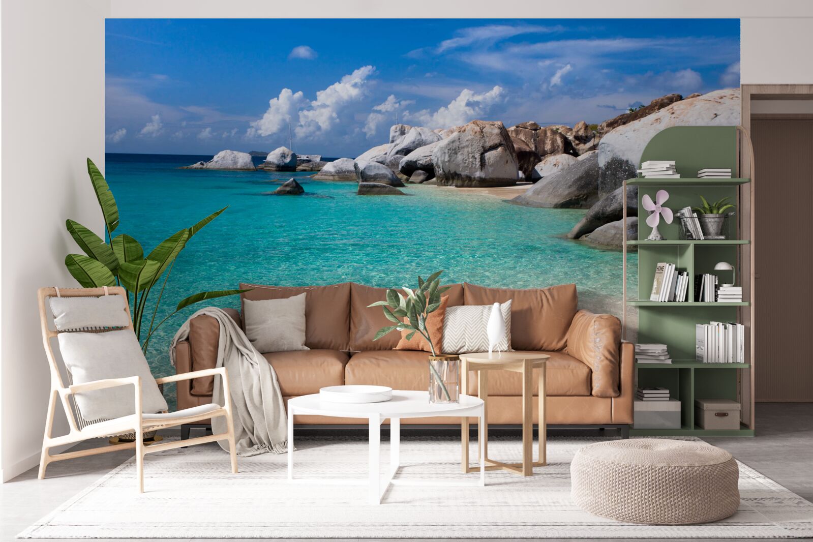 Fototapet apele azurii ale oceanului și un țărm nisipos