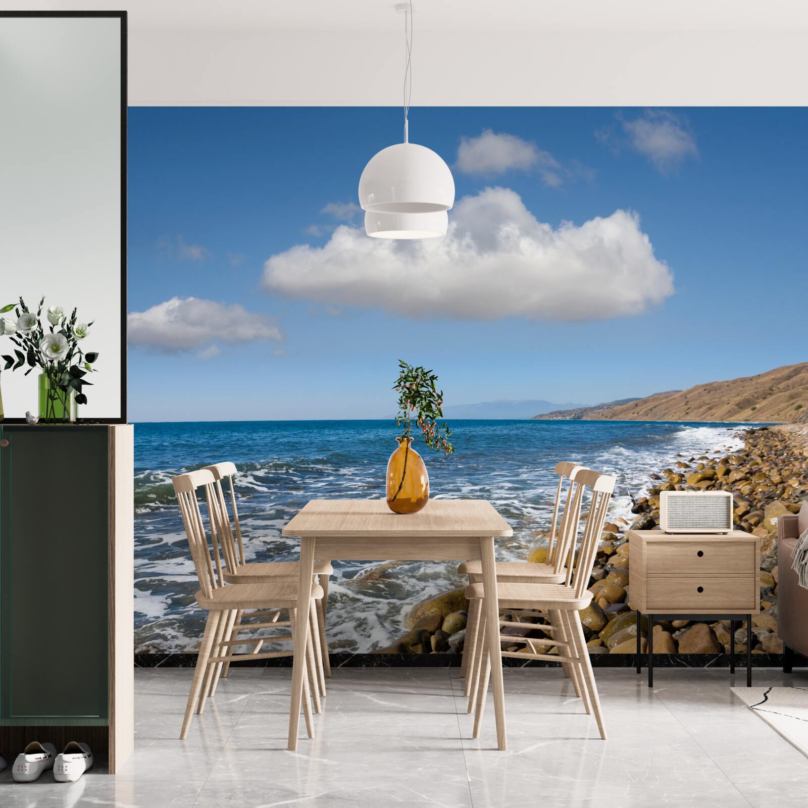 Fototapet ape repezi de pe țărmul stâncos