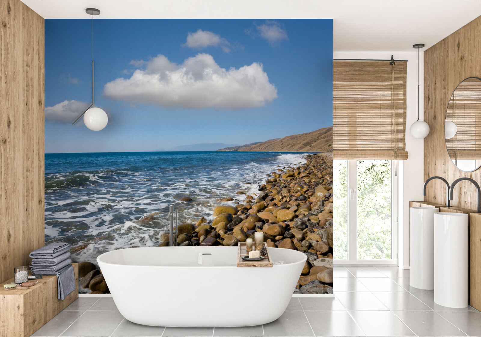 Fototapet ape repezi de pe țărmul stâncos