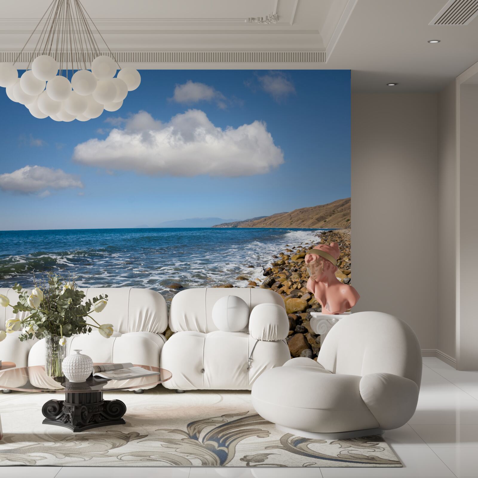 Fototapet ape repezi de pe țărmul stâncos