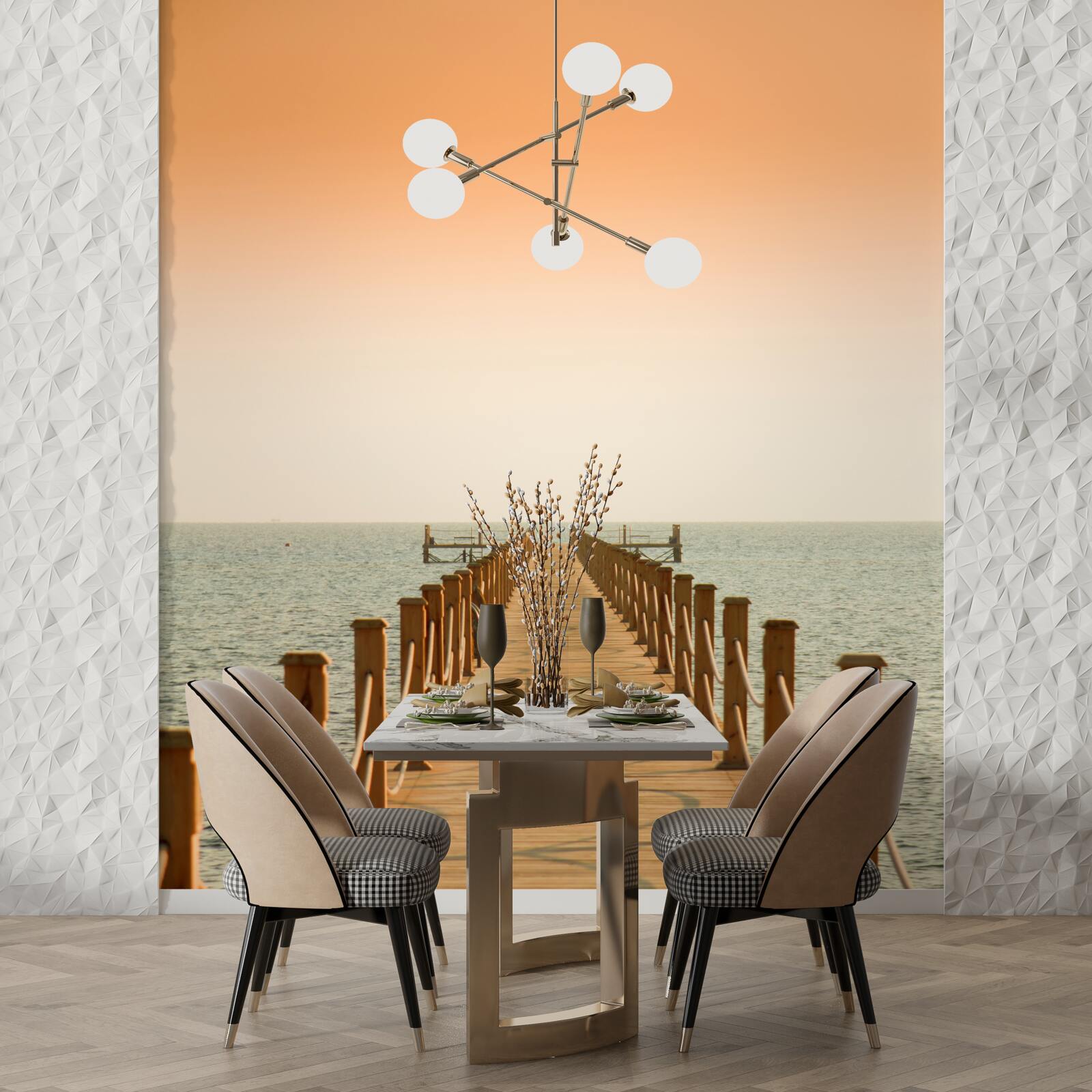 Fototapet promenadă spre mare la apus de soare