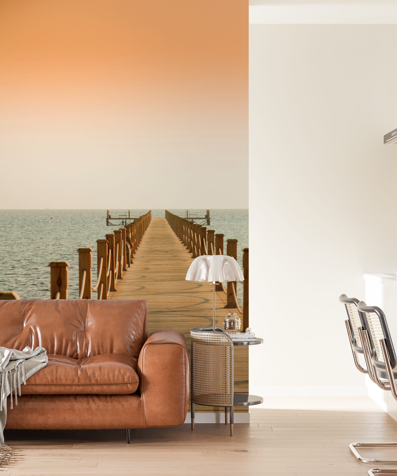 Fototapet promenadă spre mare la apus de soare