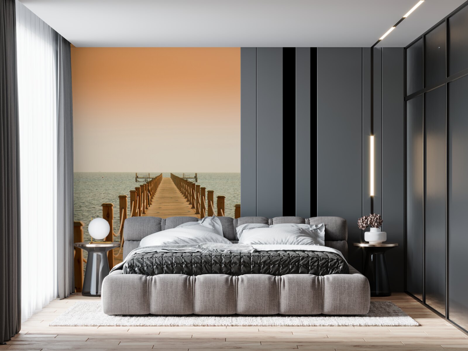 Fototapet promenadă spre mare la apus de soare