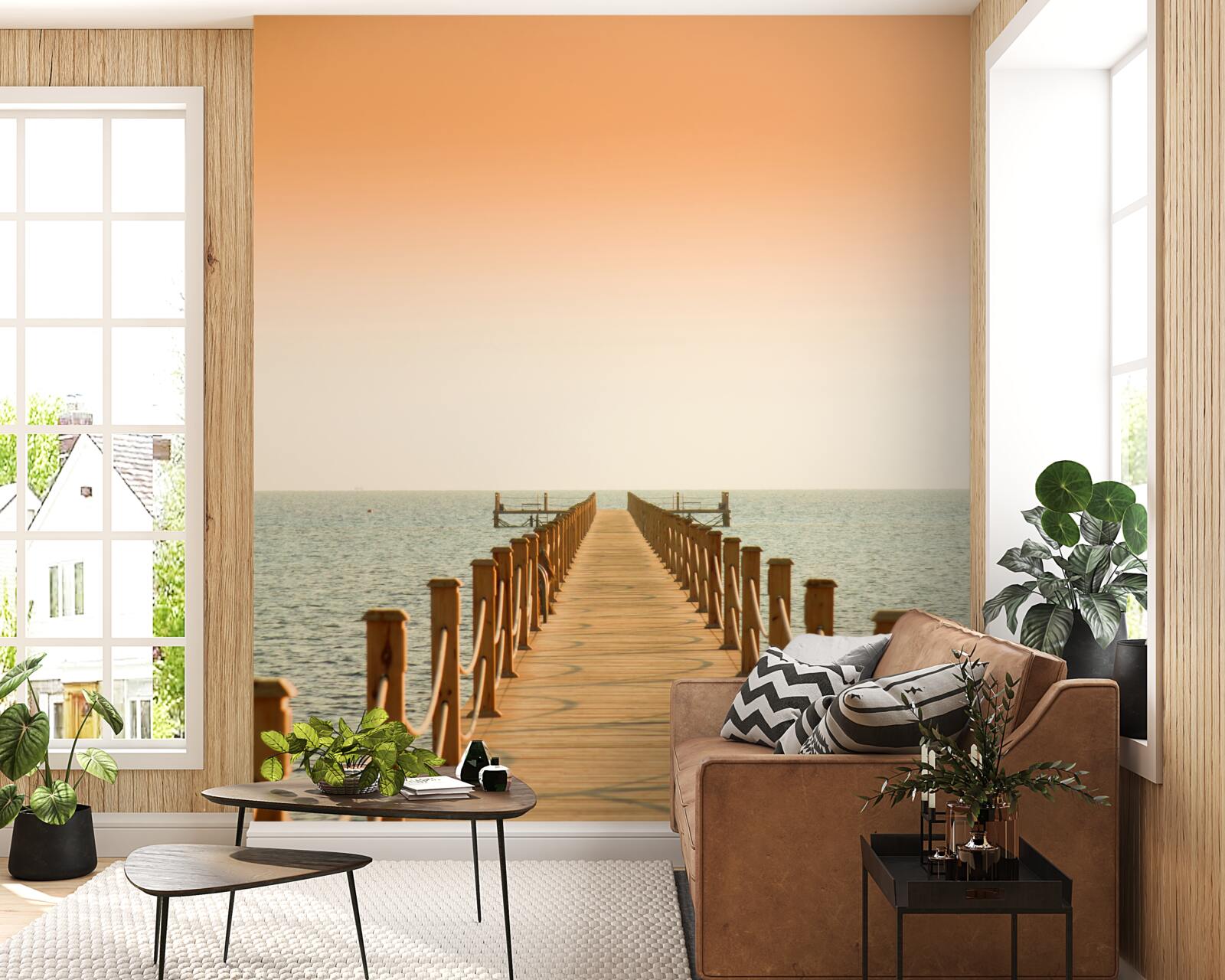 Fototapet promenadă spre mare la apus de soare