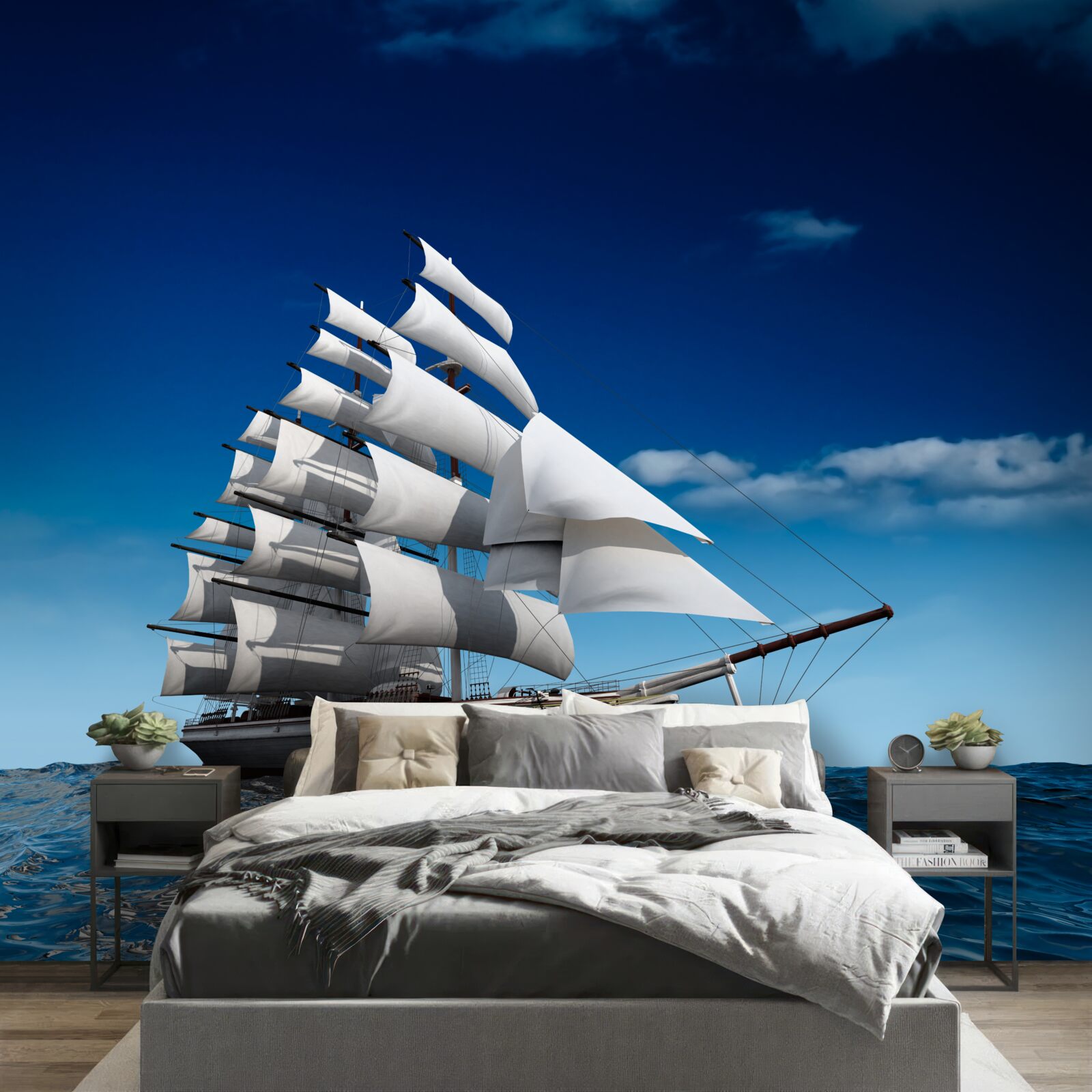 Fototapet o navă cu pânze pe ape liniștite