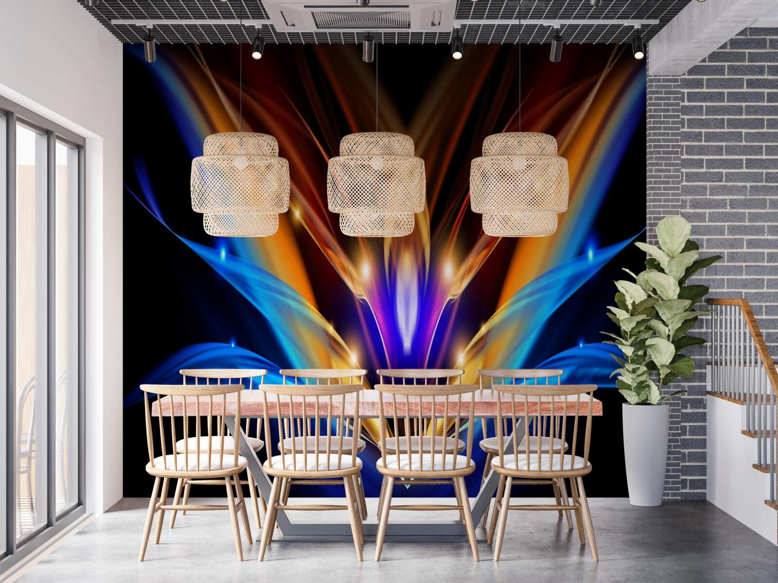 Fototapet lotus în întuneric într-un stil abstract