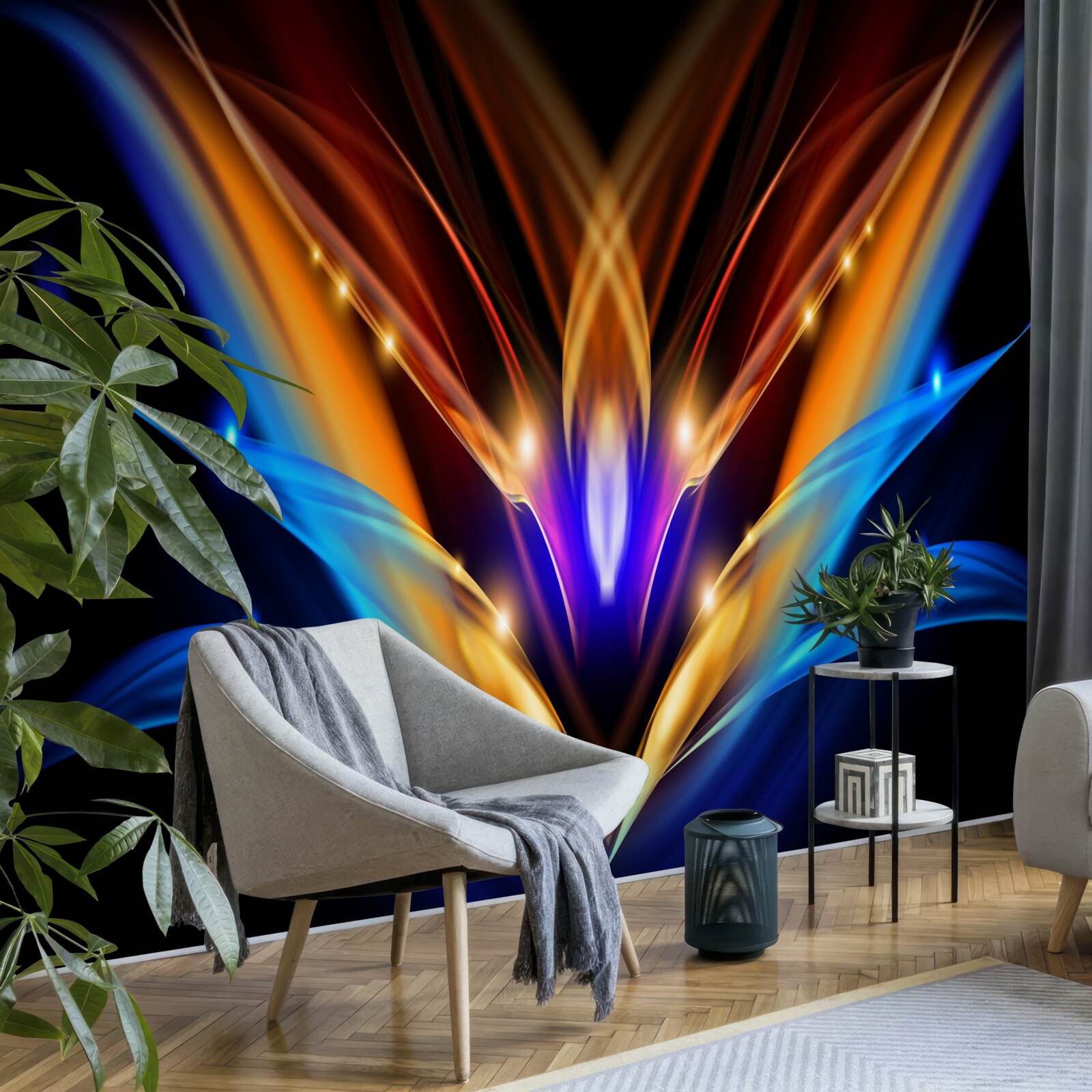 Fototapet lotus în întuneric într-un stil abstract