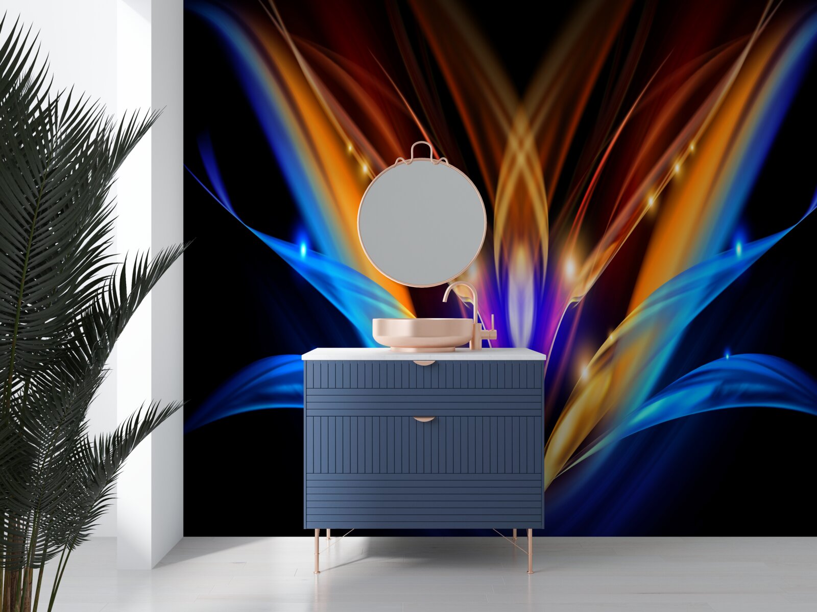 Fototapet lotus în întuneric într-un stil abstract